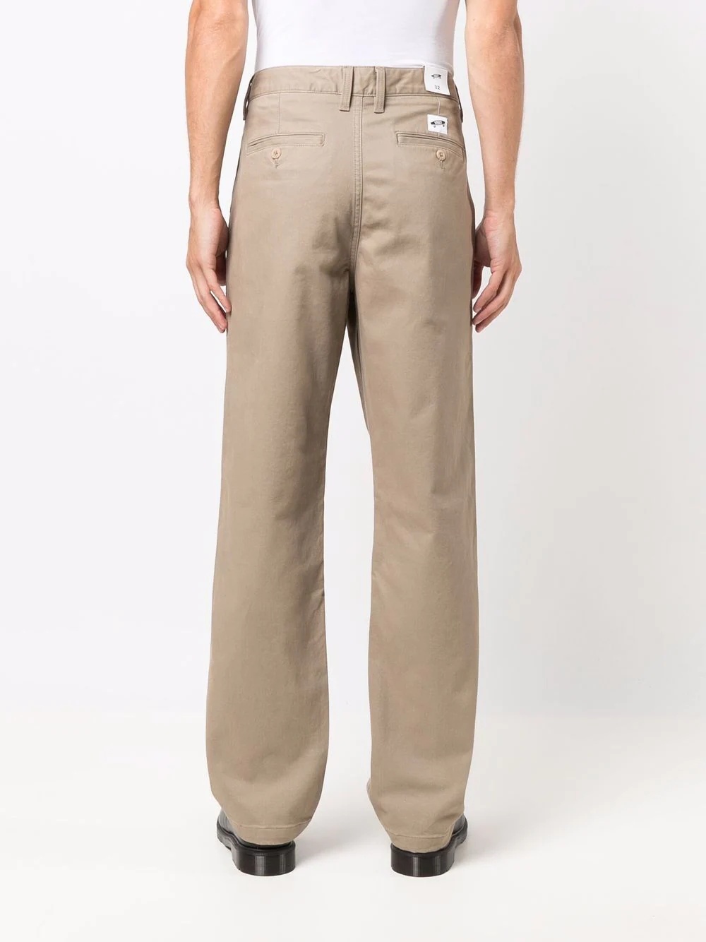 logo-patch cotton-blend straight-leg trousers - 4