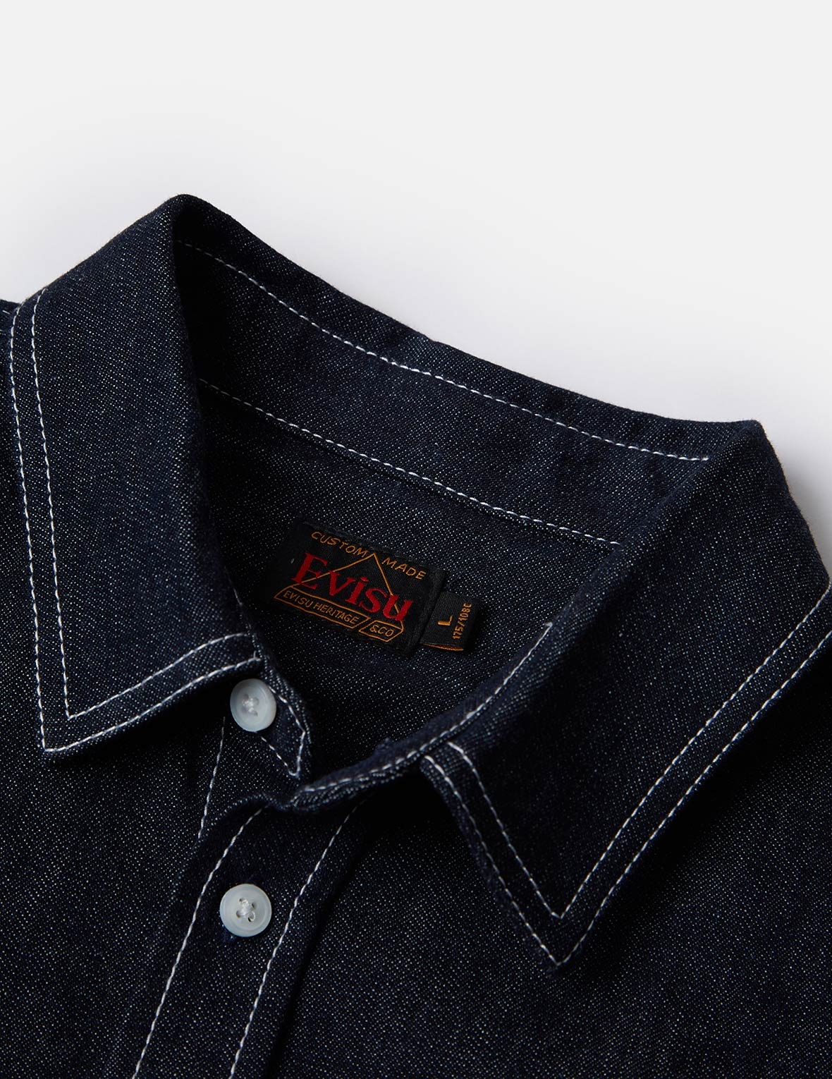 LANDSCAPE MOTIF DISCHARGED DENIM SHIRT - 8