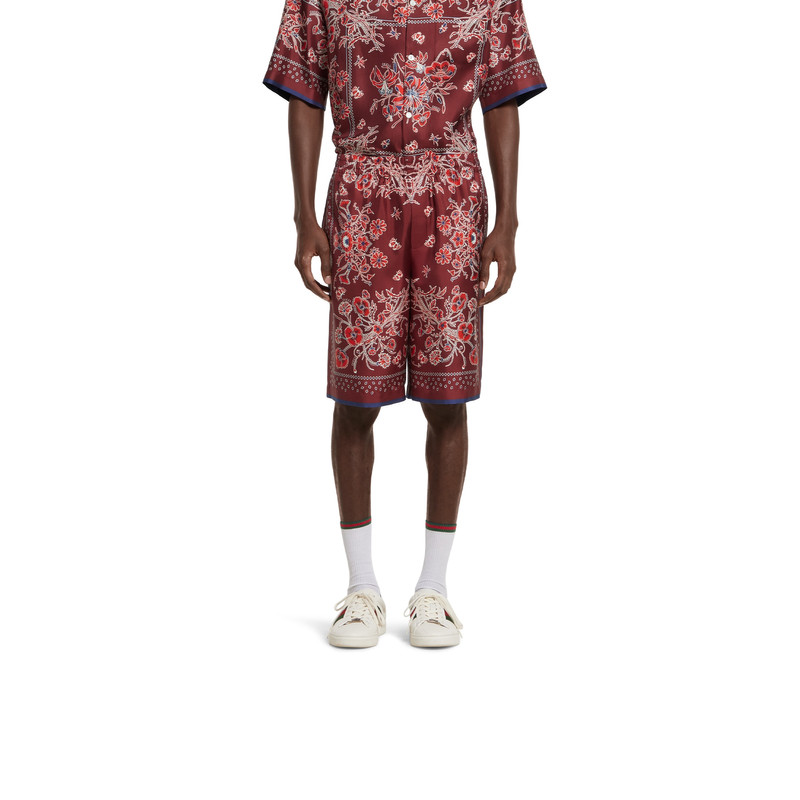 Printed silk twill shorts 3