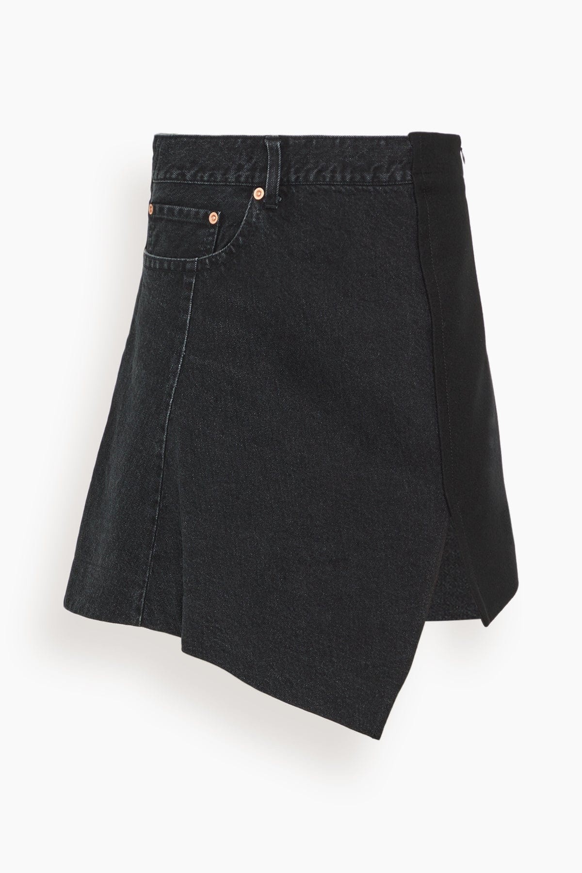 Denim x Wool Melton Skirt in Black - 1