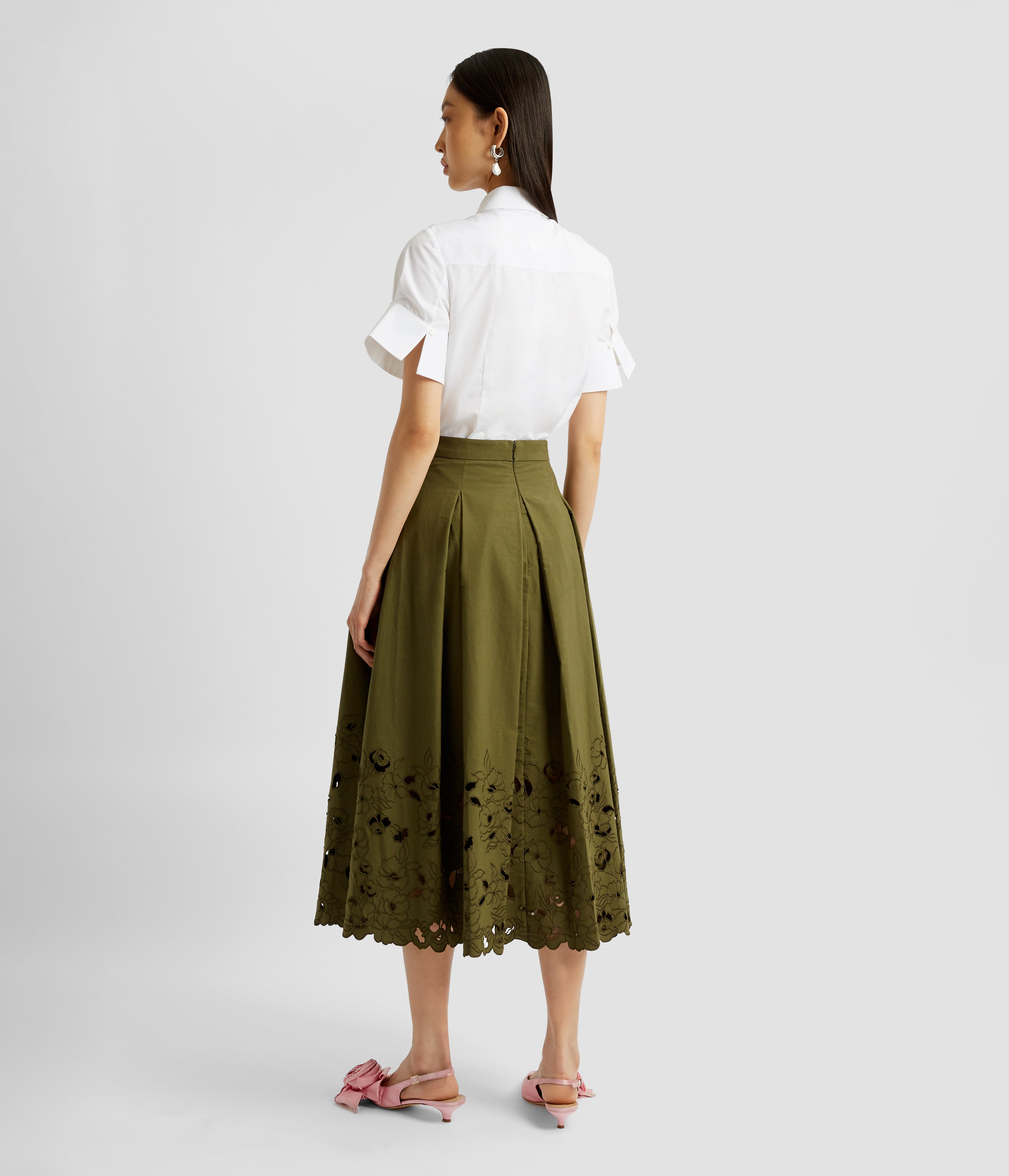 VOLUME HEM PLEAT DETAIL SKIRT - 3