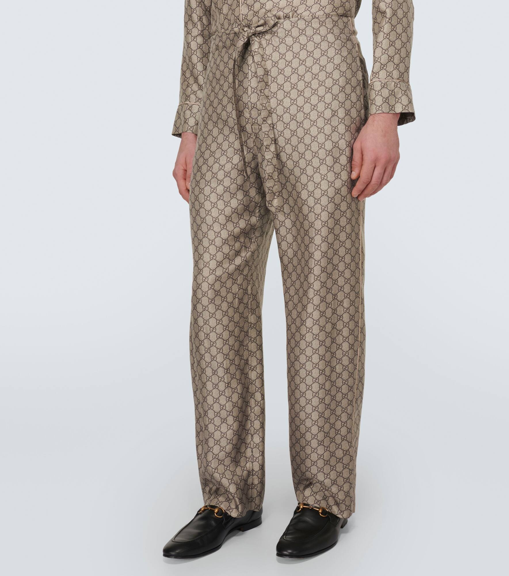 GG silk straight pants - 3