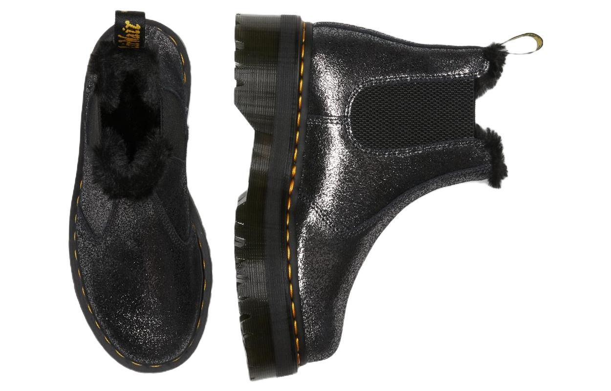 (WMNS) Dr. Martens 2976 Faux Fur-Lined Metallic Platform Chelsea Boots 'Black' 27956012 - 5