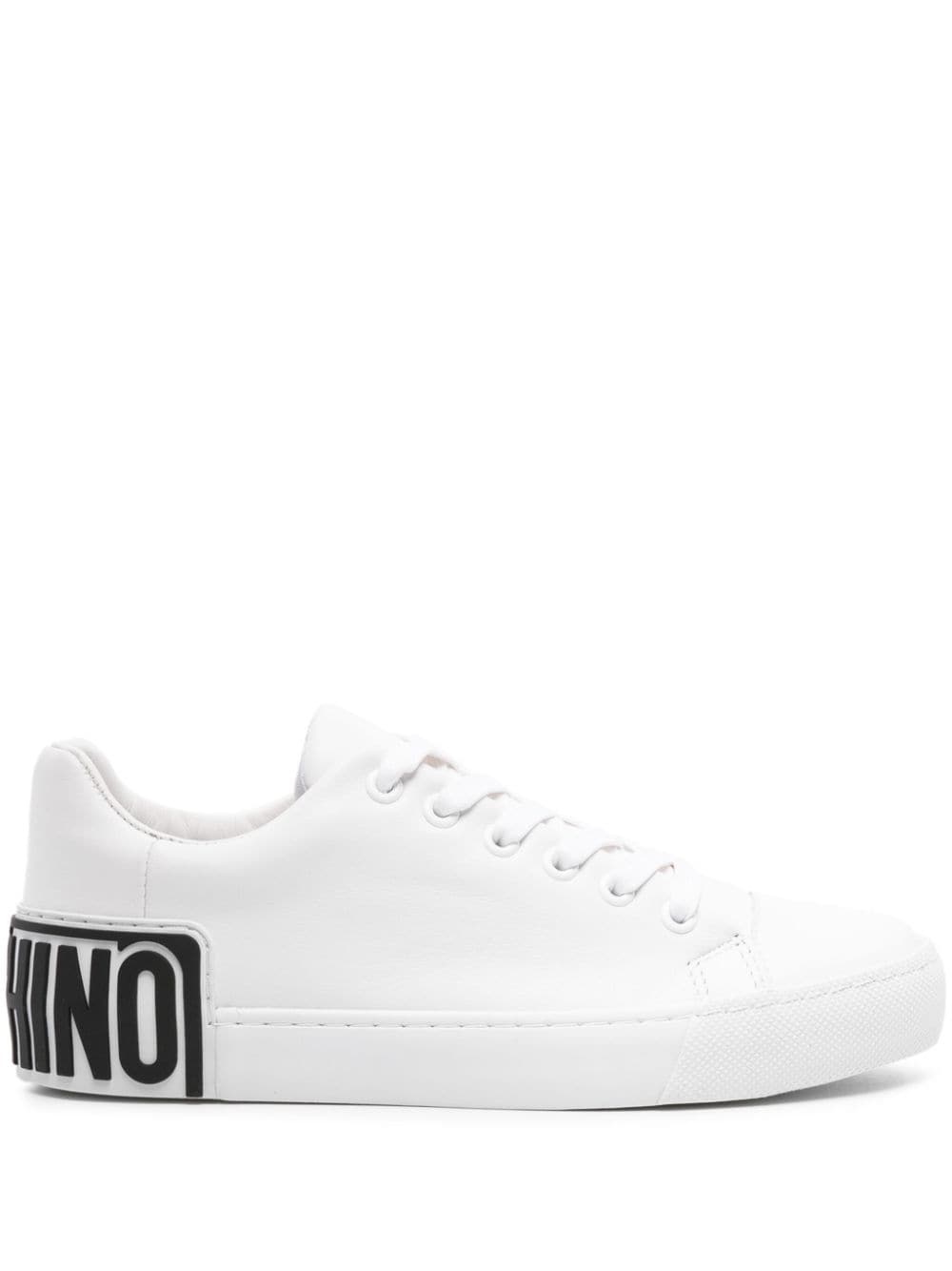 logo-embellished leather sneakers - 1