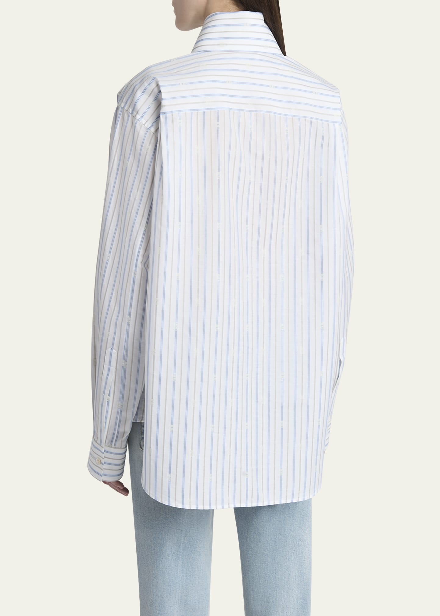 Stripe Skull Embroidered Button Down Shirt - 3