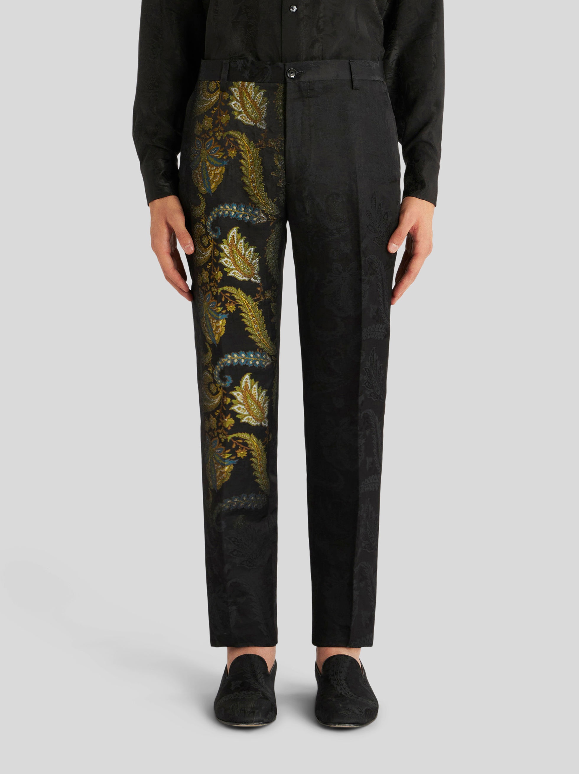 FLORAL PAISLEY JACQUARD TROUSERS - 2