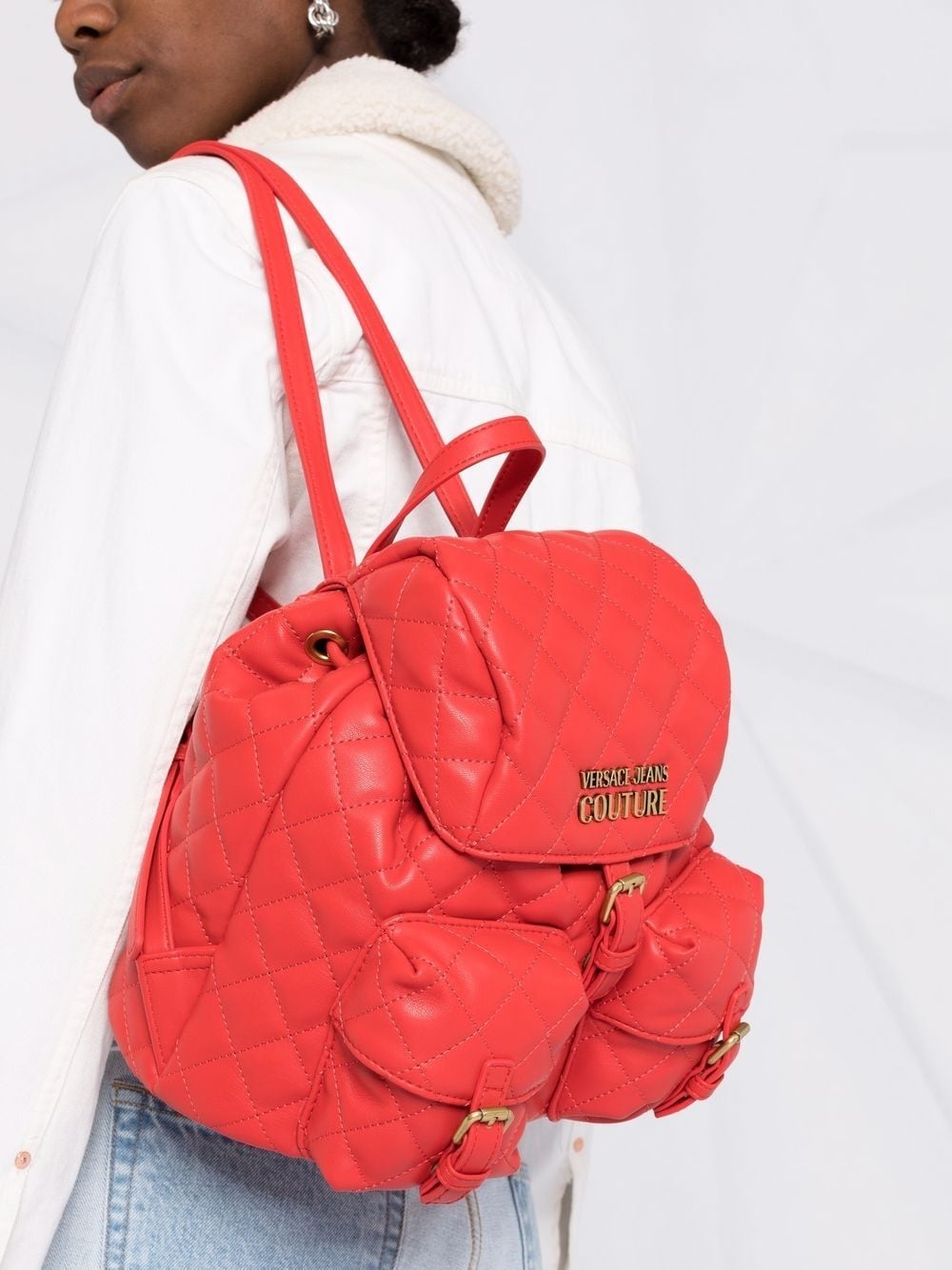 quilted faux-leather drawstring backpack - 3