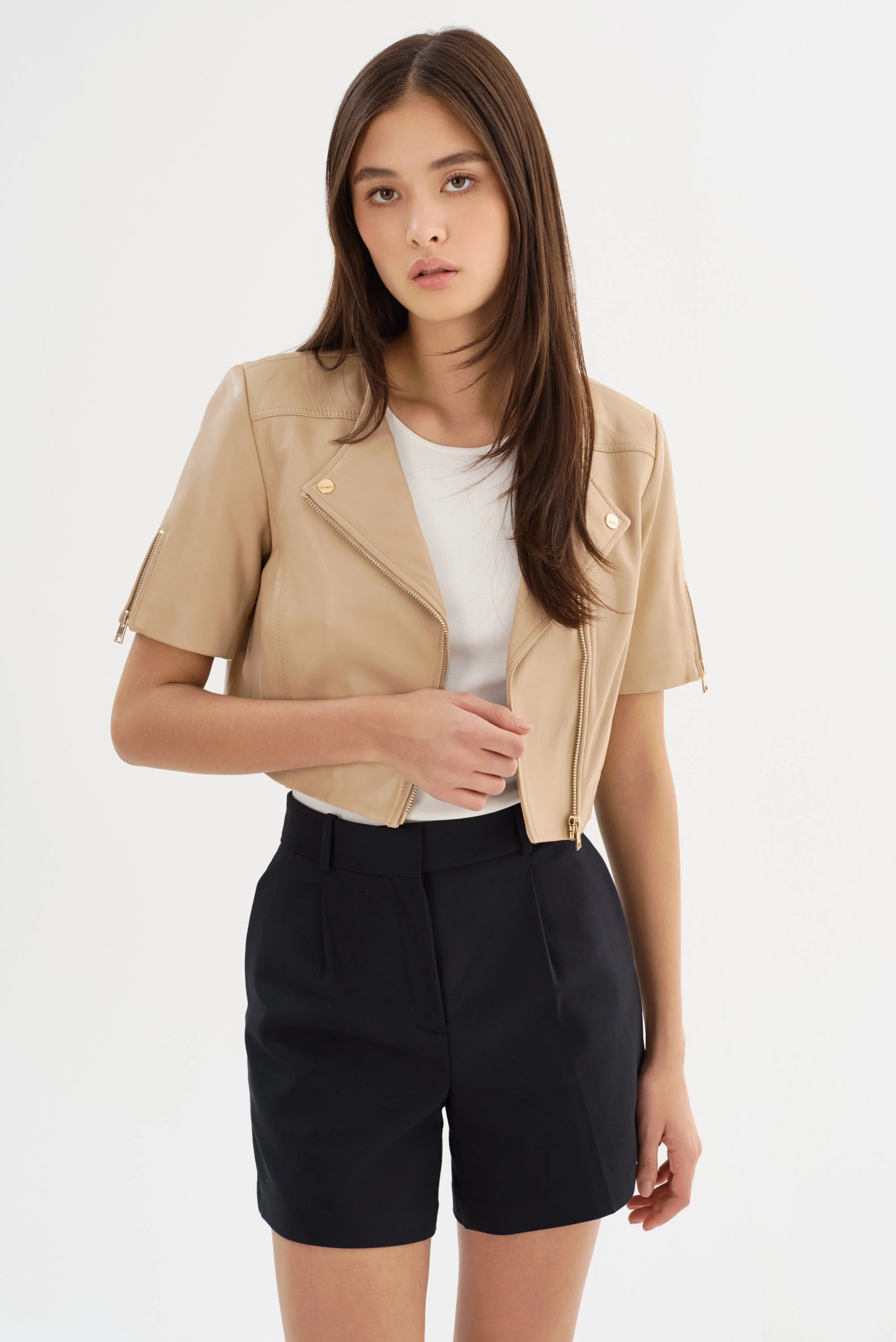 KIRSI GOLD | Cropped Biker Jacket - 1