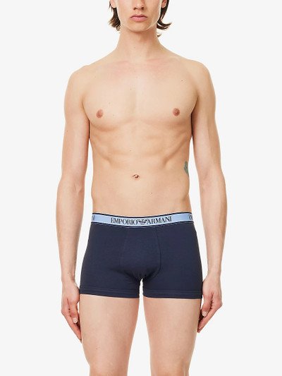 EMPORIO ARMANI Branded-waistband pack of three stretch-cotton trunks outlook