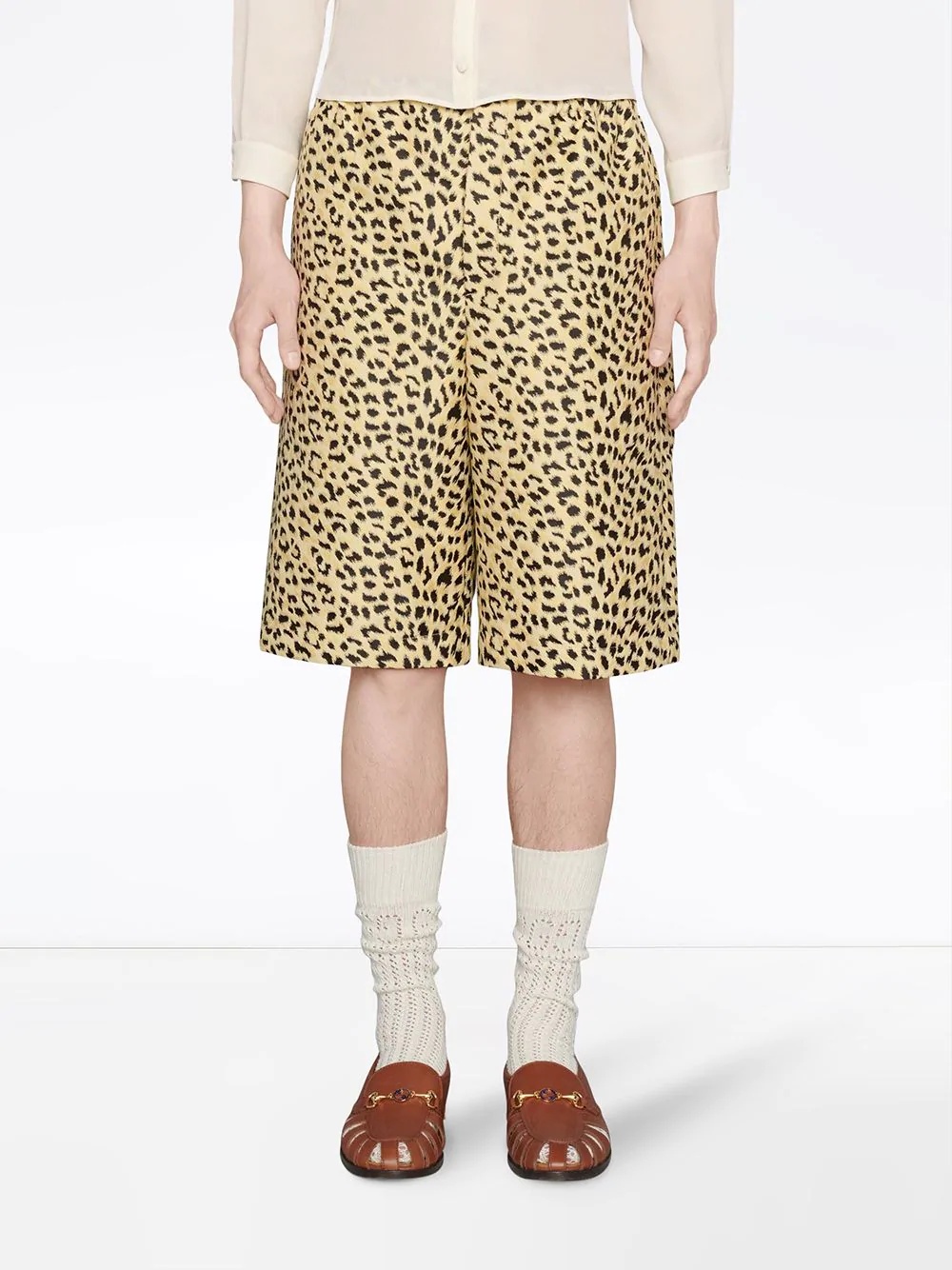 leopard jacquard shorts - 3