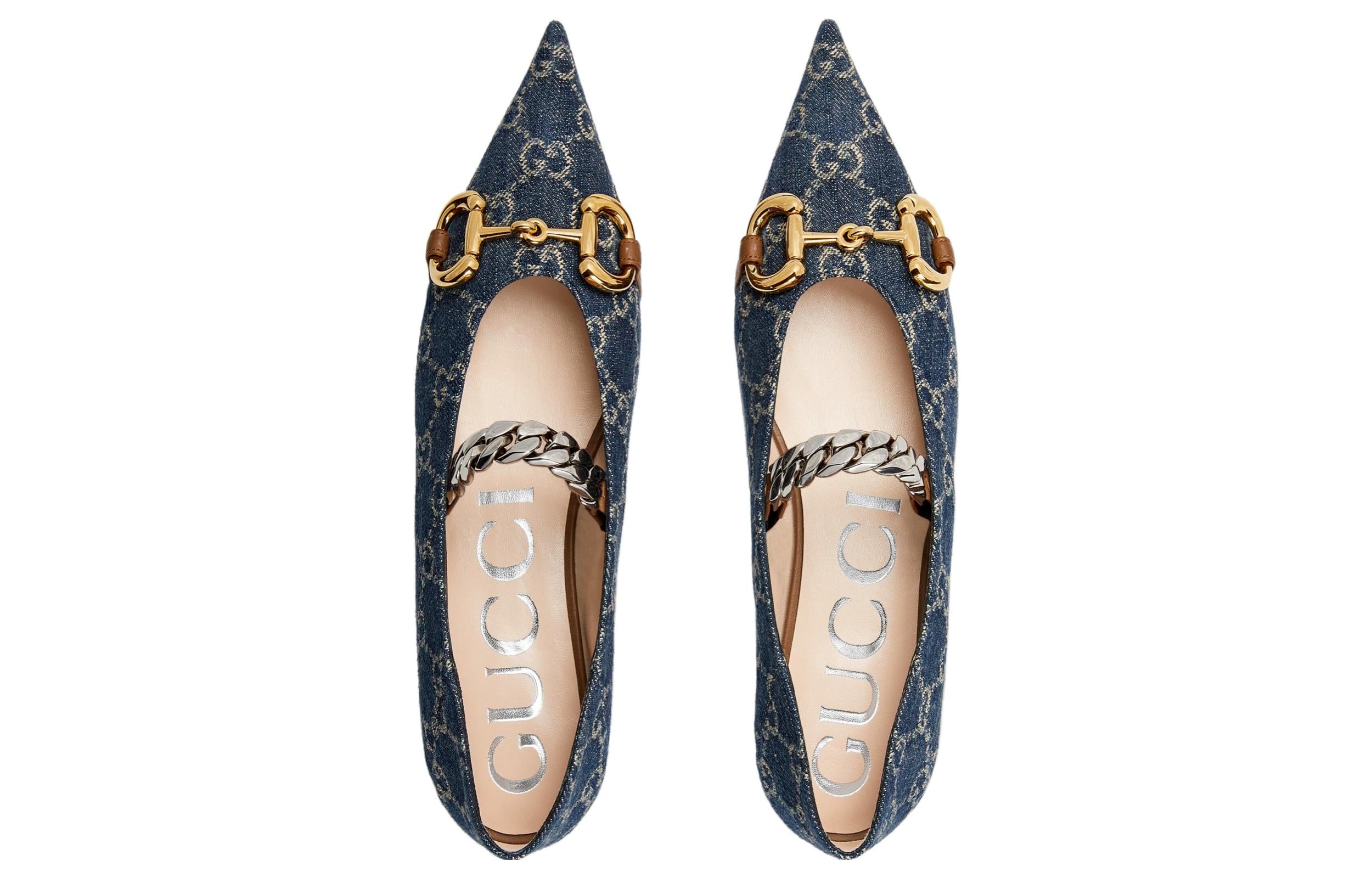 (WMNS) Gucci Denim Ballet Flat With Horsebit 'Blue' 635101-2KQ80-4462 - 5