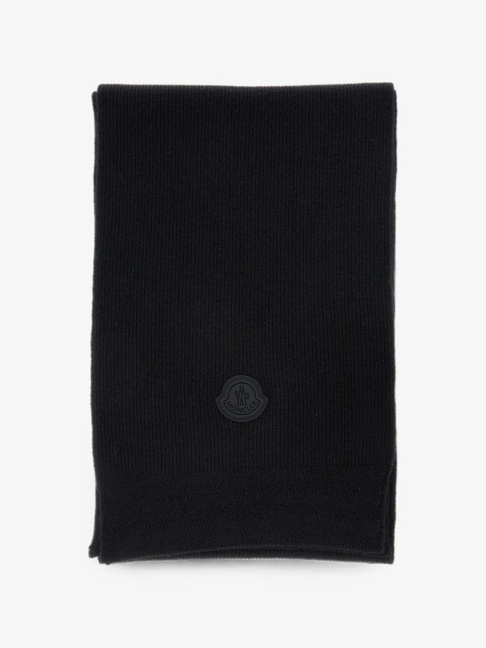 logo-patch ribbed scarf - 1