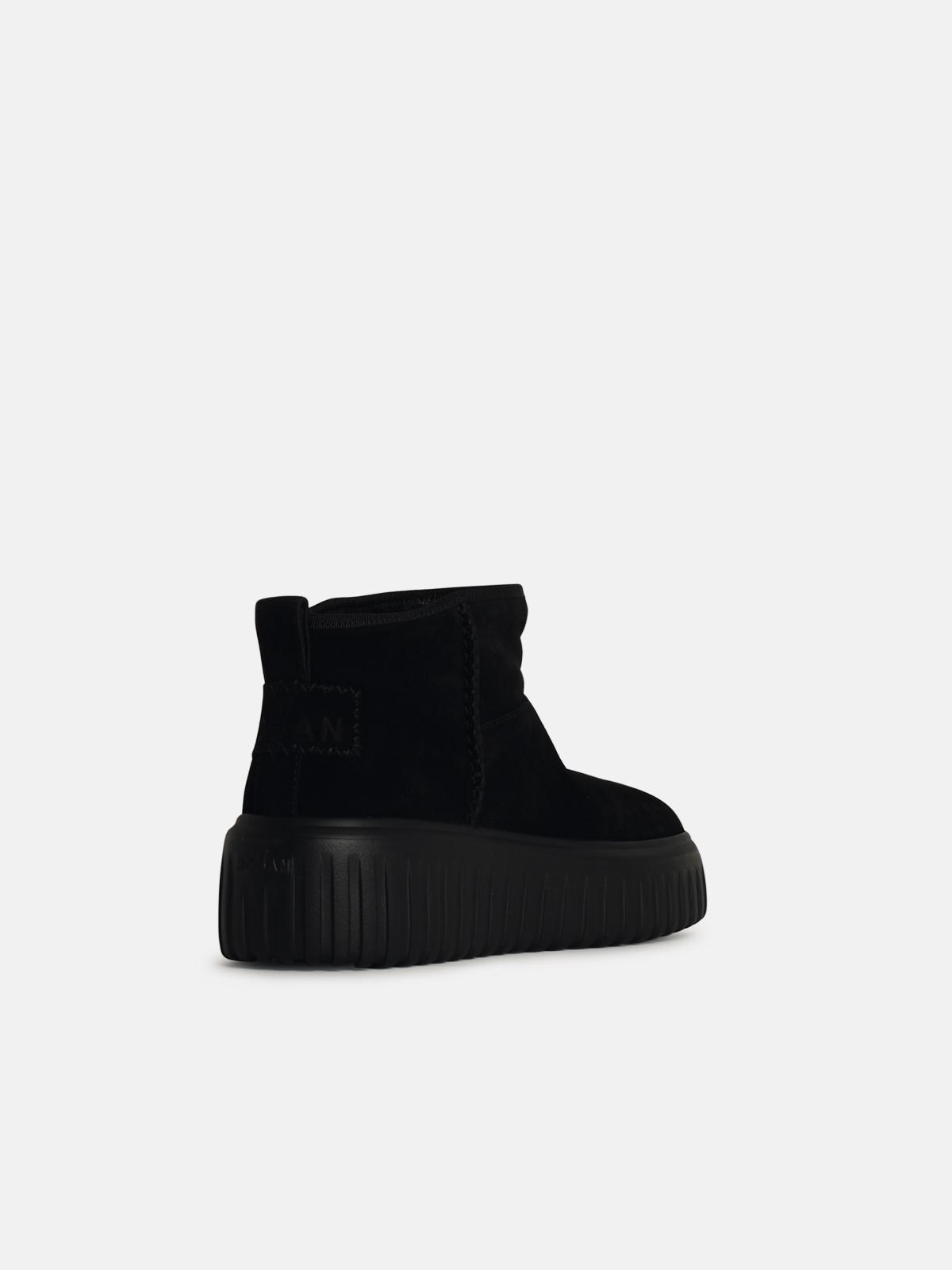 'H645' BLACK LEATHER ANKLE BOOTS - 3
