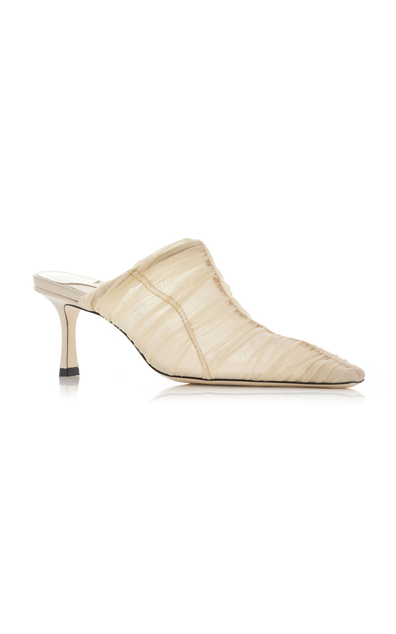 Lotta Ruched Tulle Mules white 4