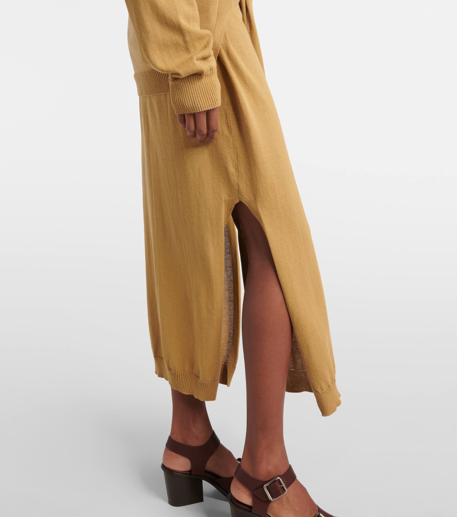 Trompe-l'œil cotton midi dress - 6