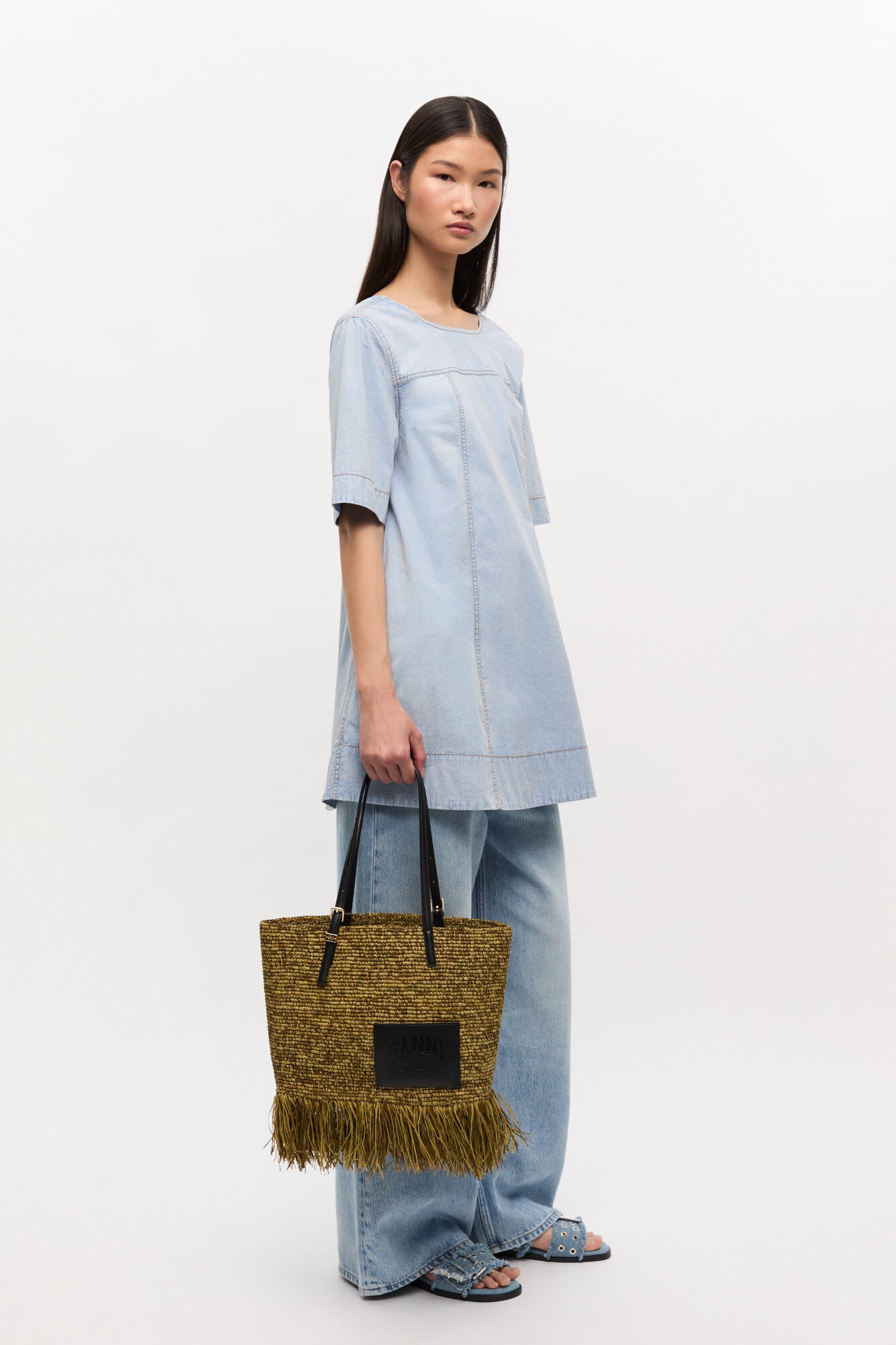 RAFFIA TOTE FRINGES BAG SMALL - 4