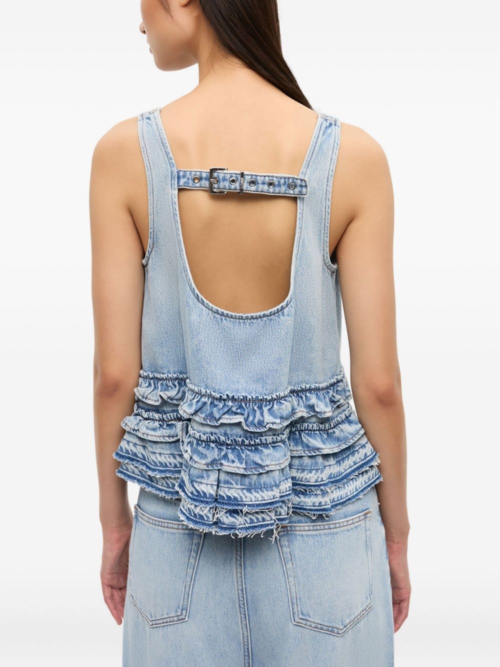 ruffled denim top - 4