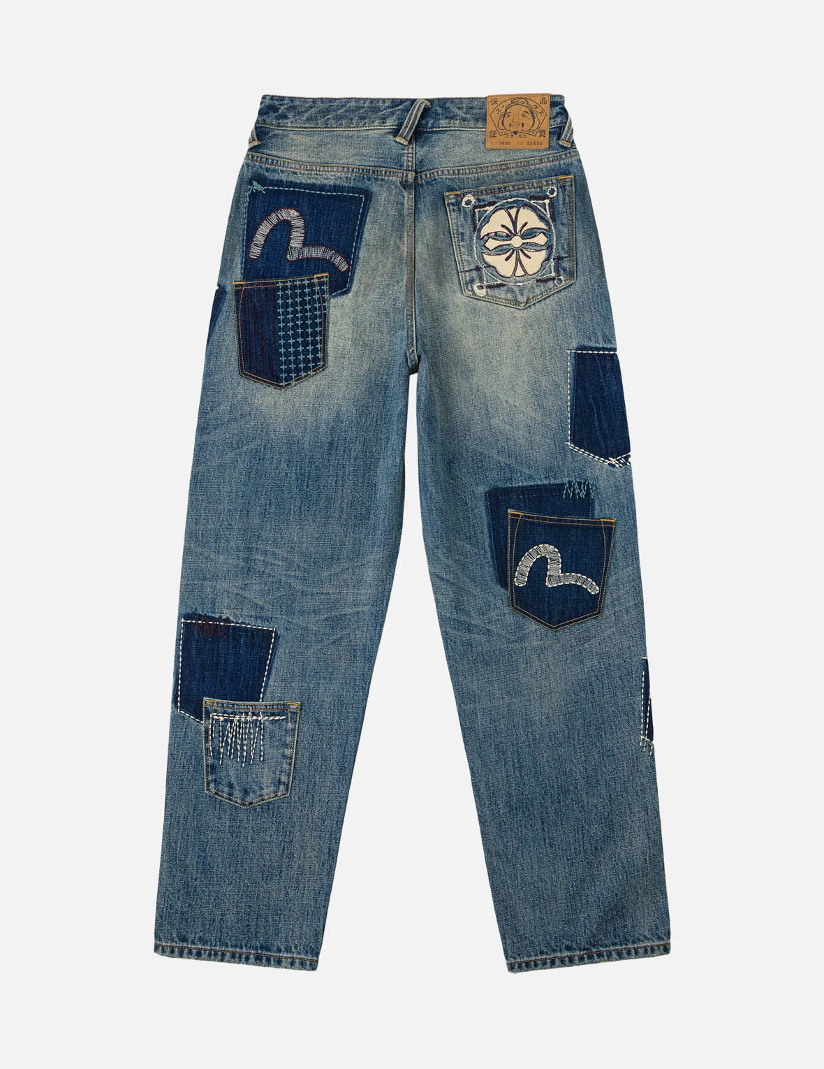 Boro Multi-Pocket Seagull & Kamon Embroidered Jeans #2030 - 1