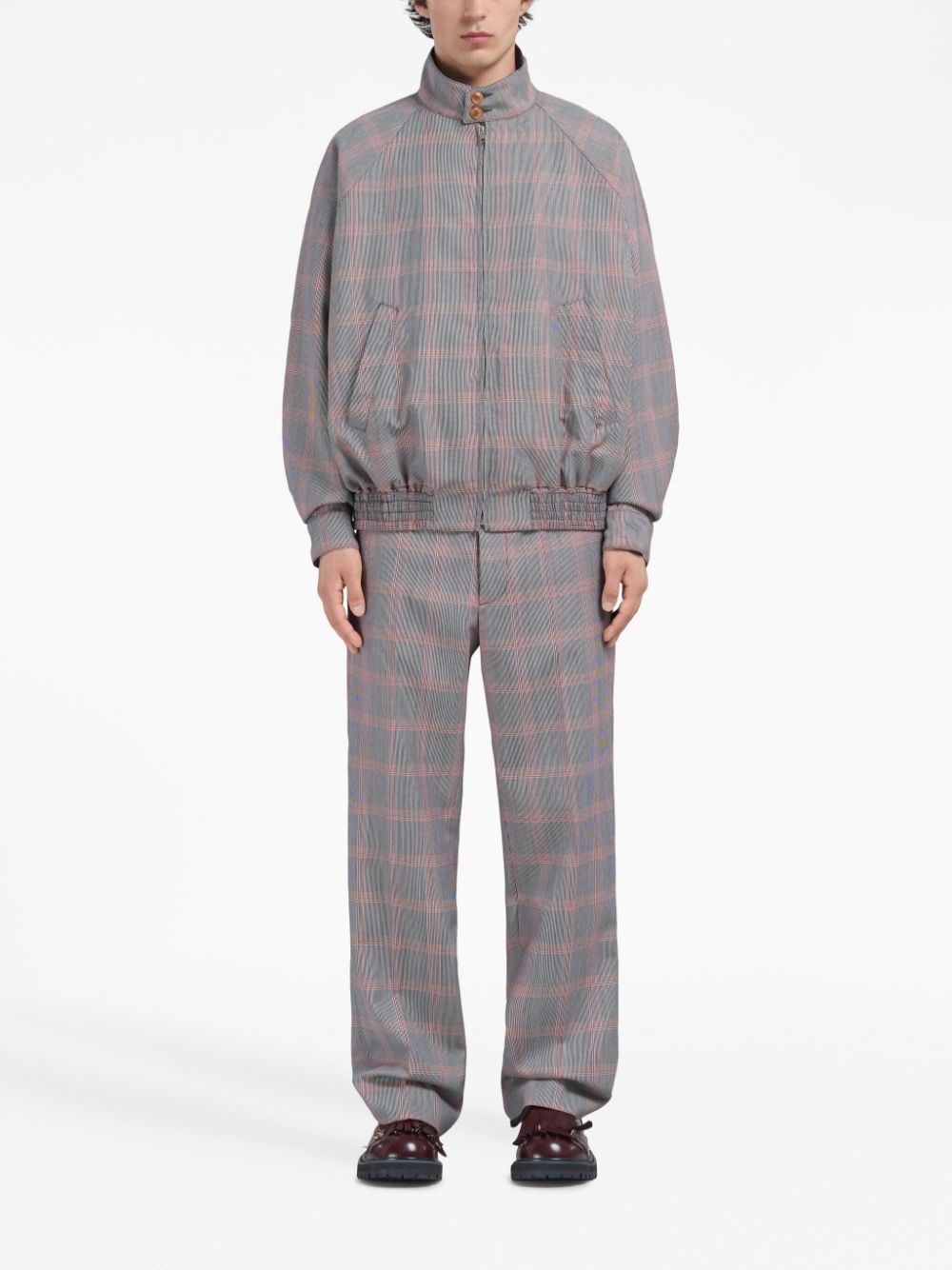 plaid-check bomber jacket - 2