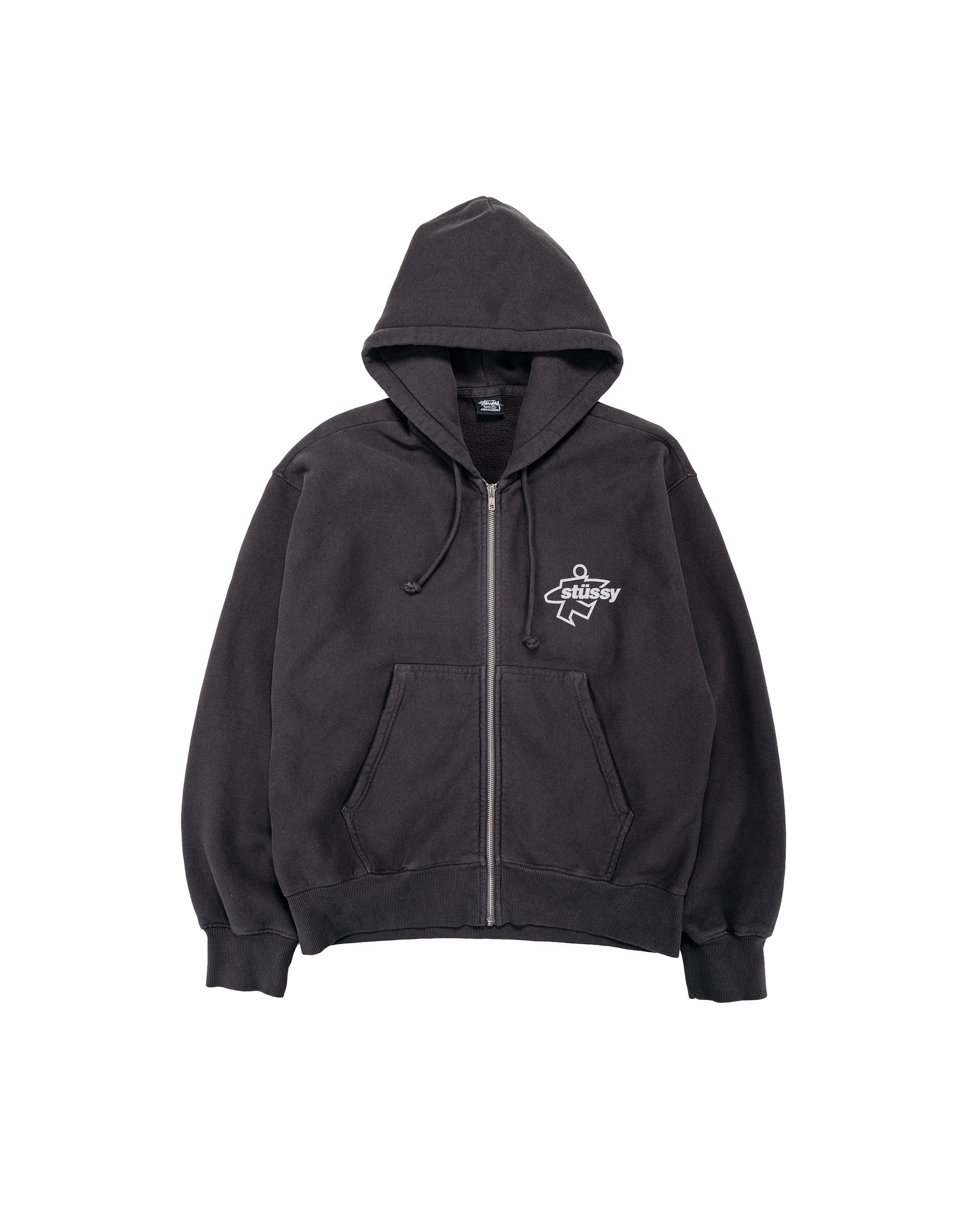 Stüssy Surf Size Garment Dyed Zip Hoodie Faded Black - 1