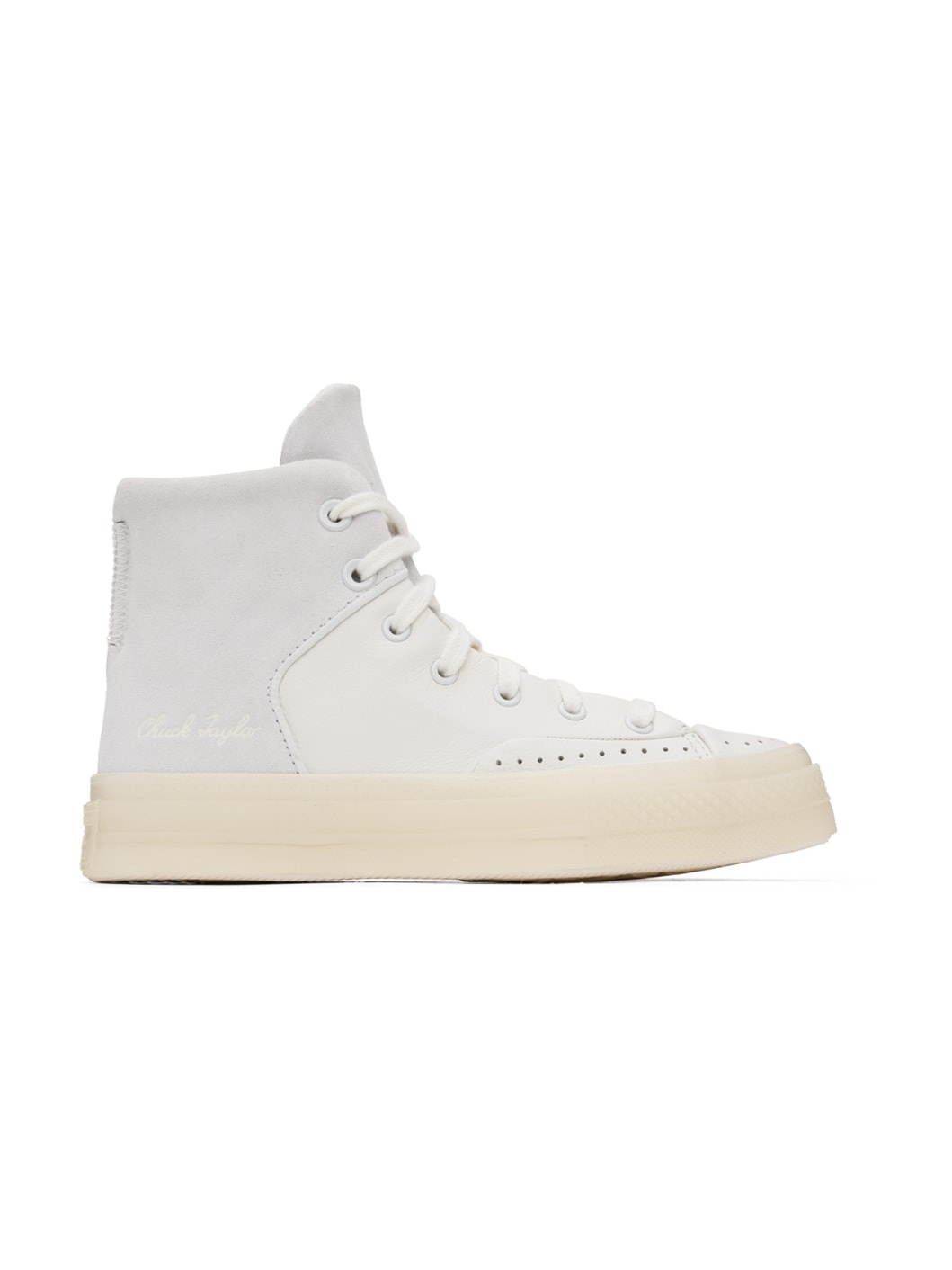 White & Gray Chuck 70 Marquis Leather Sneakers - 1