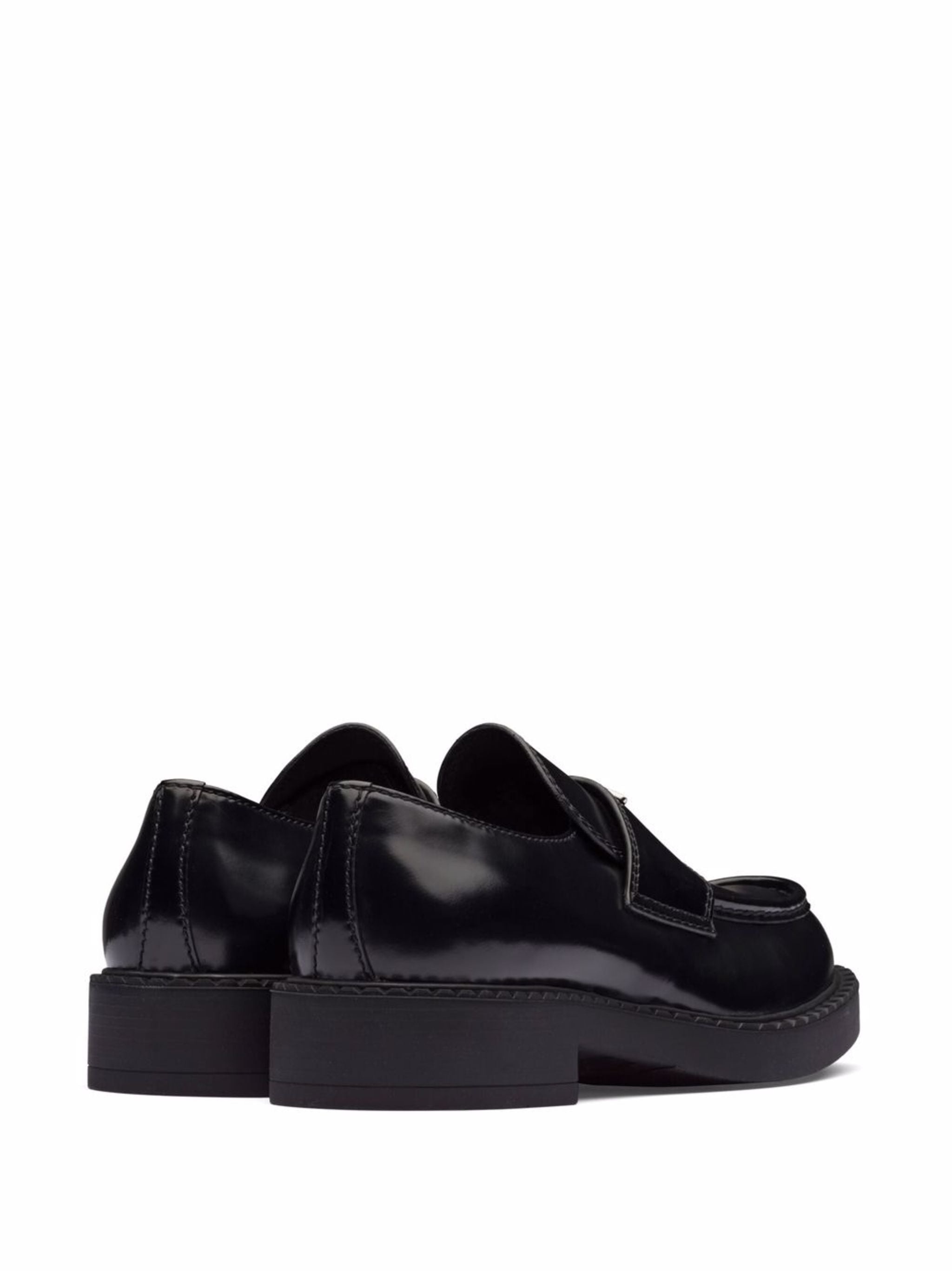 Prada Chocolate Brushed Leather Loafers - 2