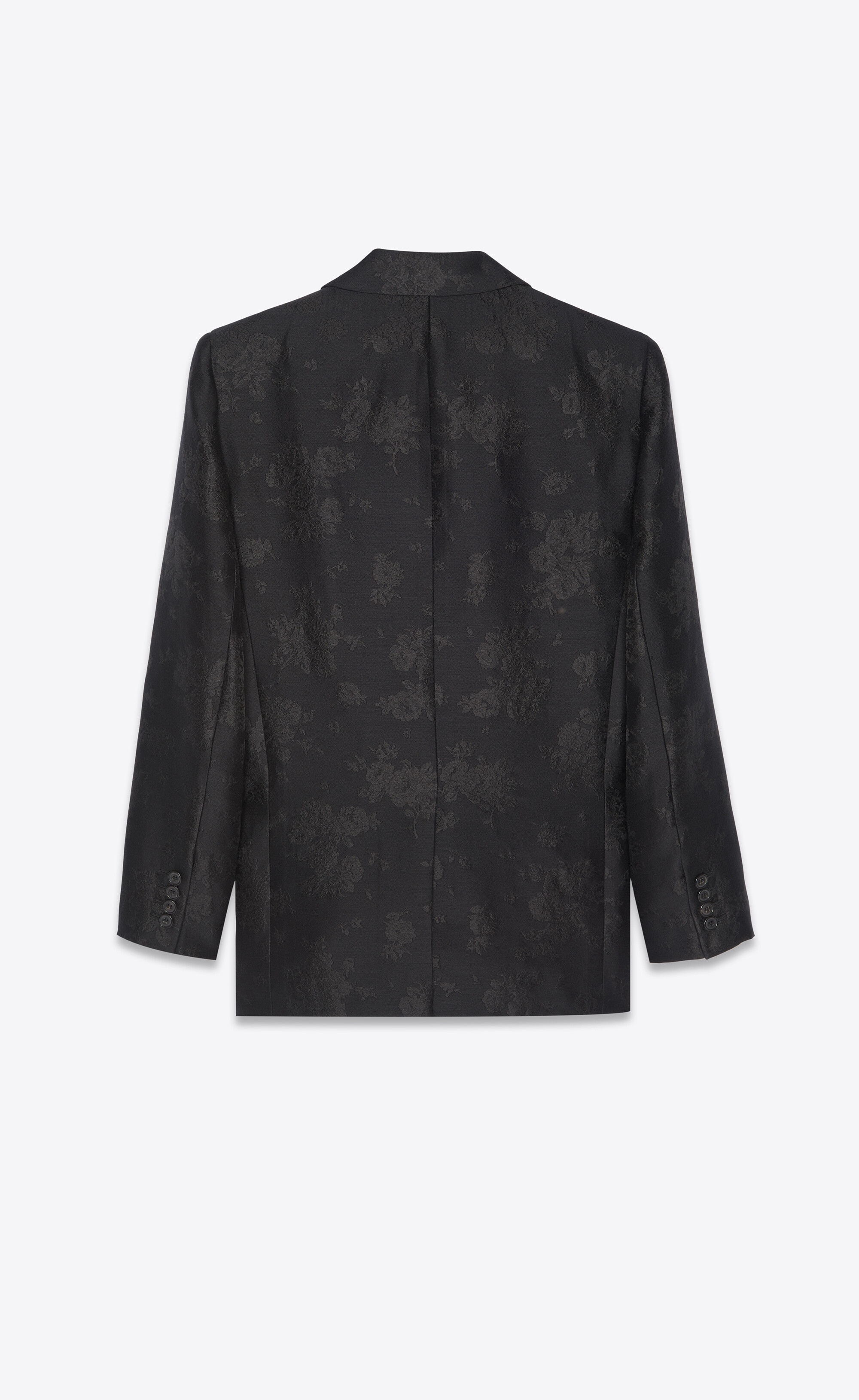 fitted single-breasted jacket in jacquard silk and wool - 3