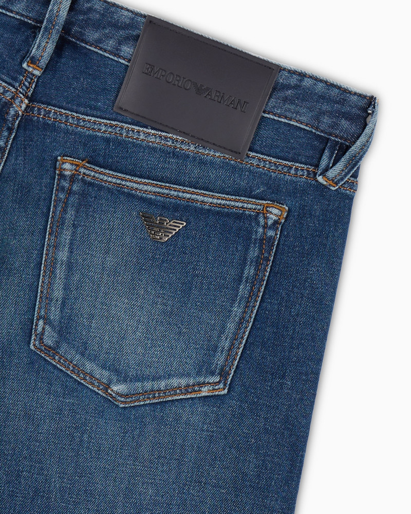 J75 Slim-fit, stone-washed stretch-denim jeans with whisker lines 6