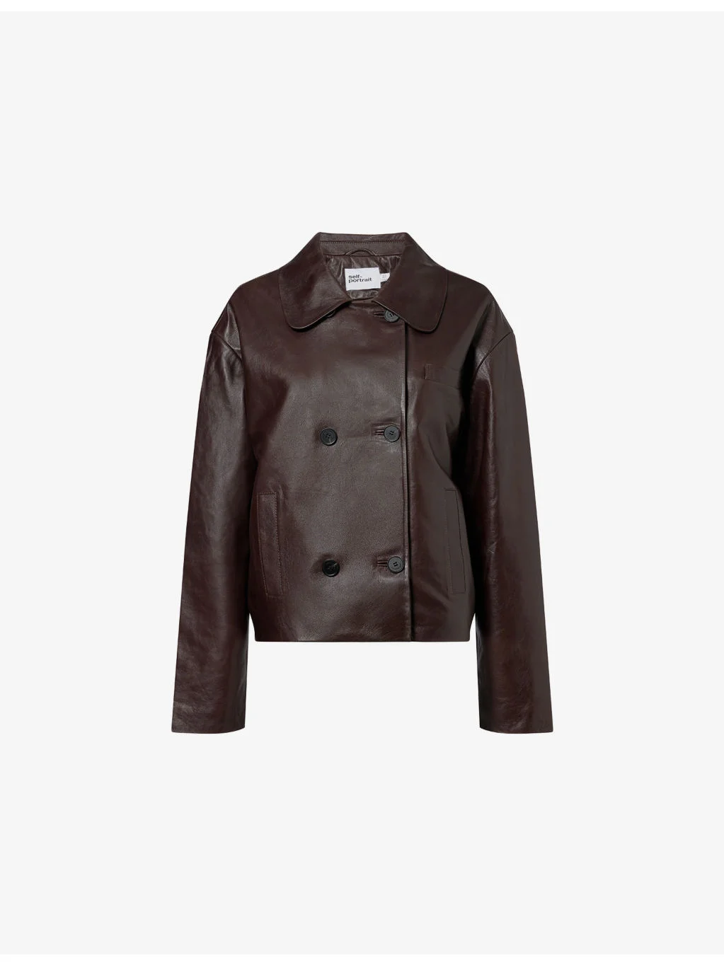 Cropped Double-Breasted Leather Jacket - 1