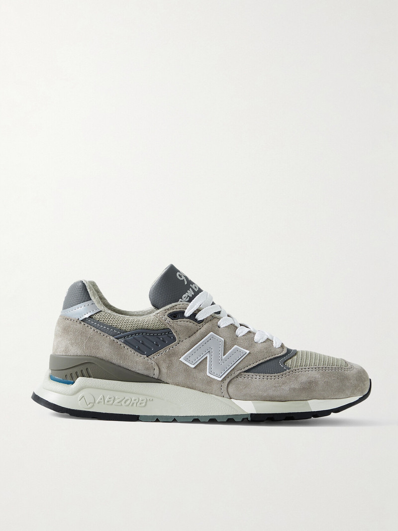 Made In Usa 998 Core Rubber-trimmed Leather, Mesh And Suede Sneakers 1