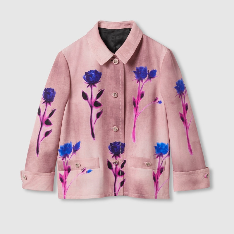 Floral print silk viscose jacket 1