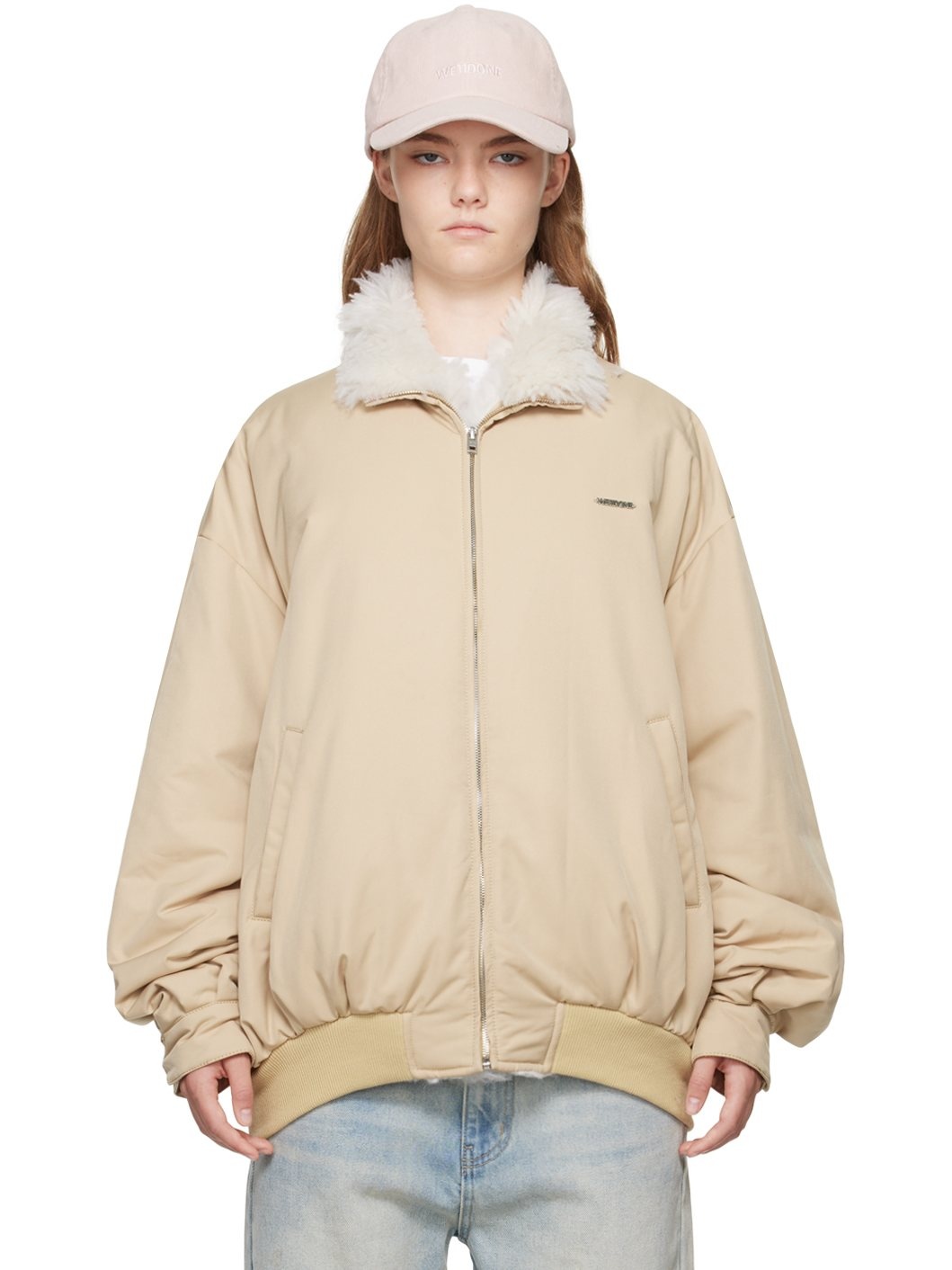 Beige Harrington Bomber Jacket - 1