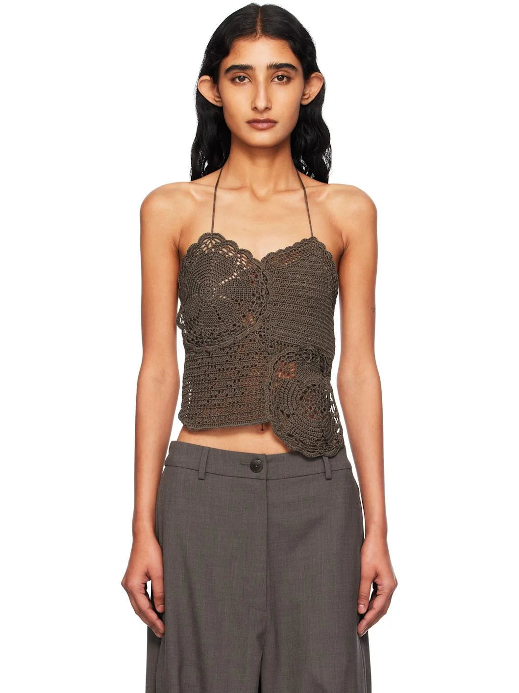 Brown Hand-Crochet Top - 1