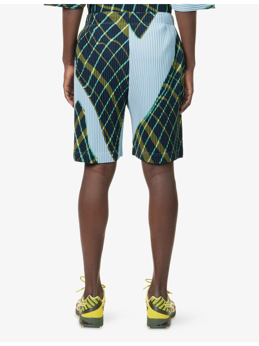 Windswept Plaid Pleats Knitted Shorts - 4