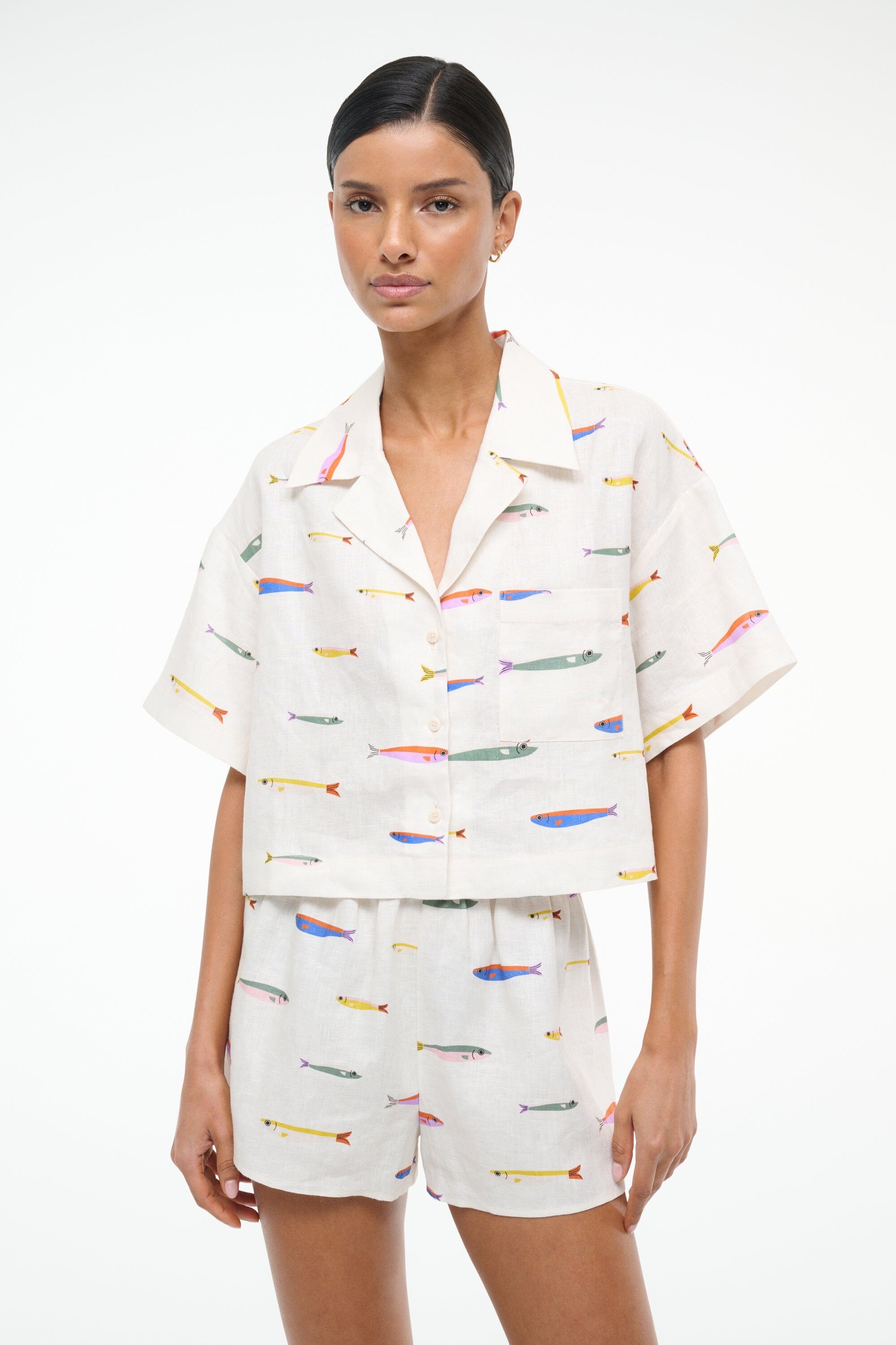 STAUD PADDLE LINEN SHORT POP SARDINES IVORY - 6