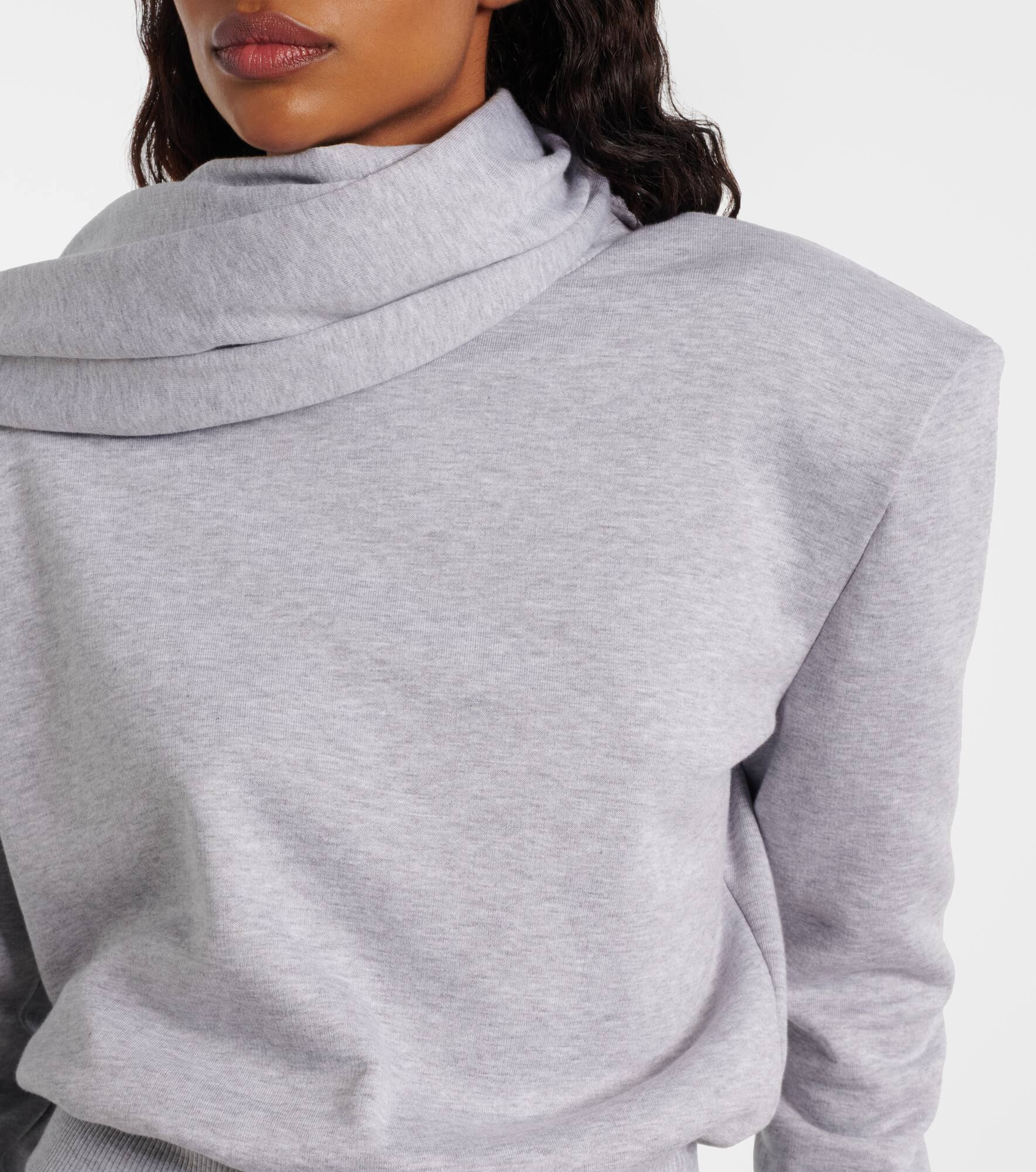 Scarf-detail cotton-blend sweatshirt - 4