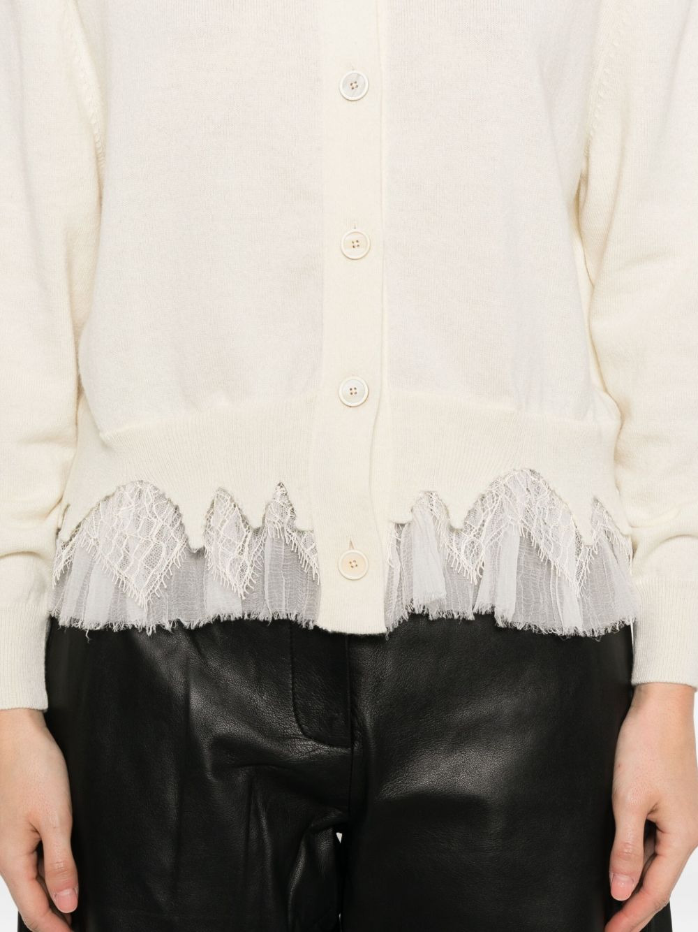lace-trimmed cardigan - 5