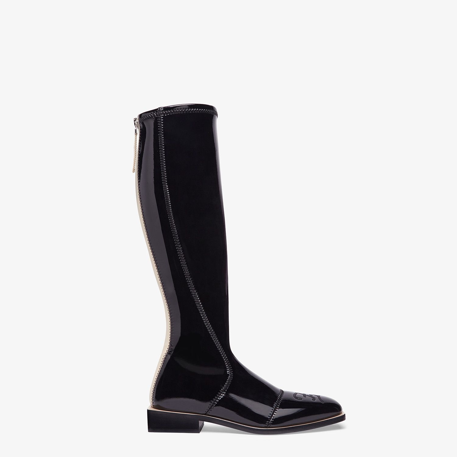 Glossy black neoprene boots - 1