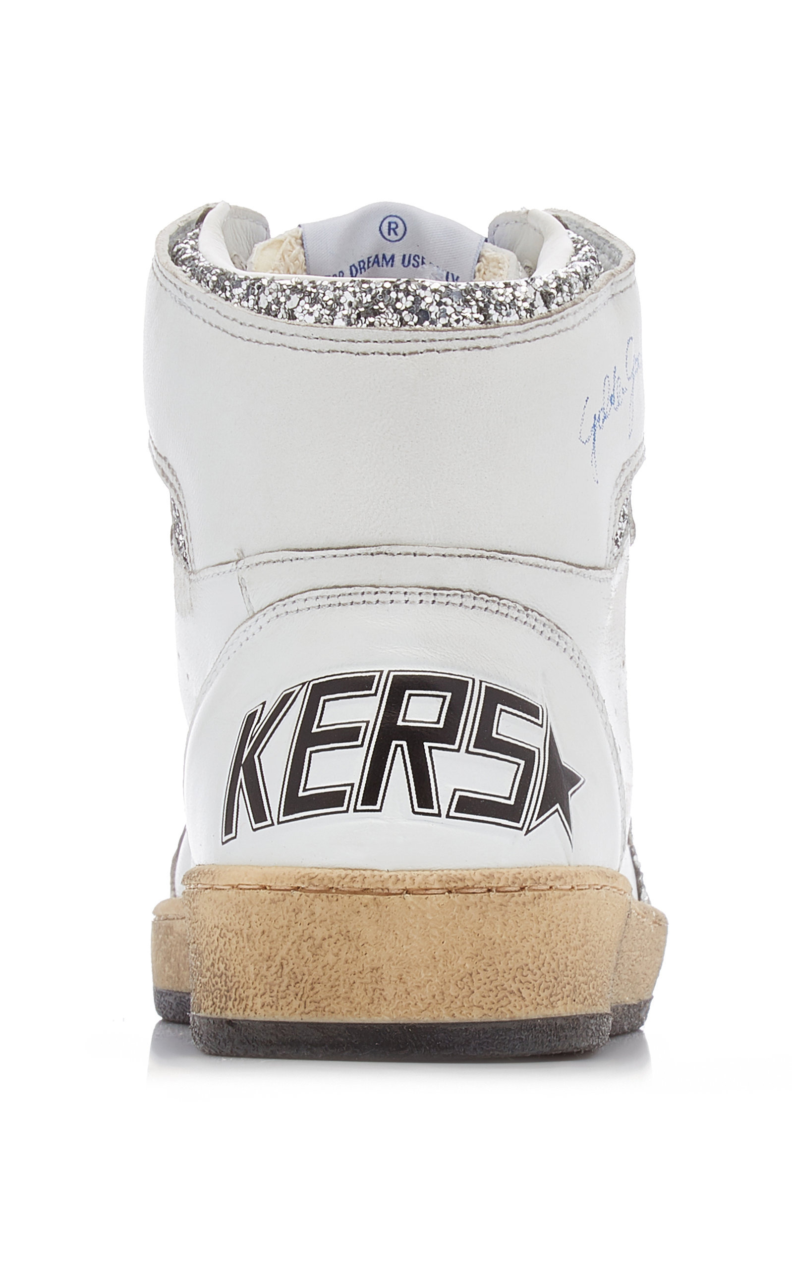 Sky Star Glitter-Embellished Leather Sneakers white - 4