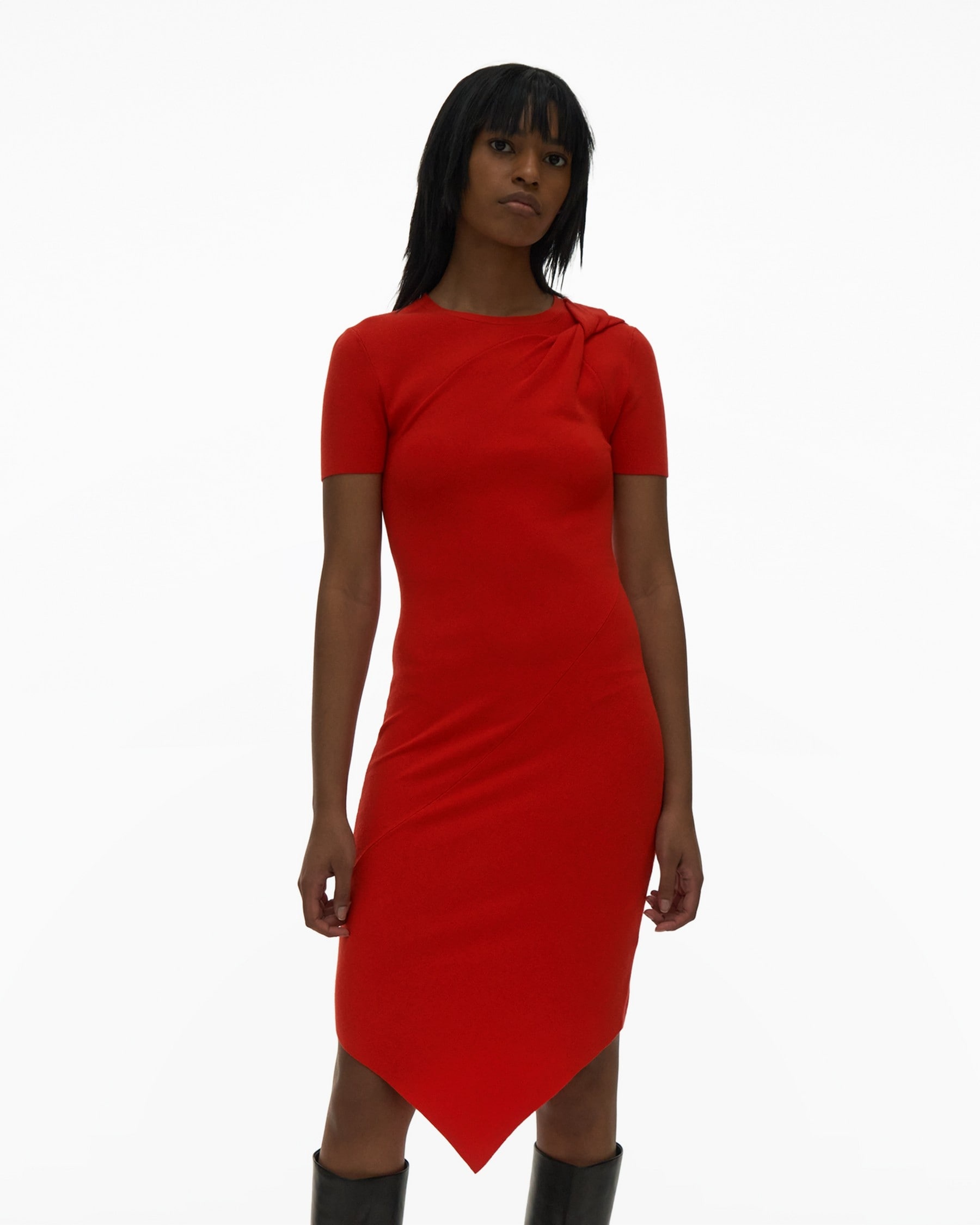 TWISTED ASYMMETRIC JERSEY DRESS - 3