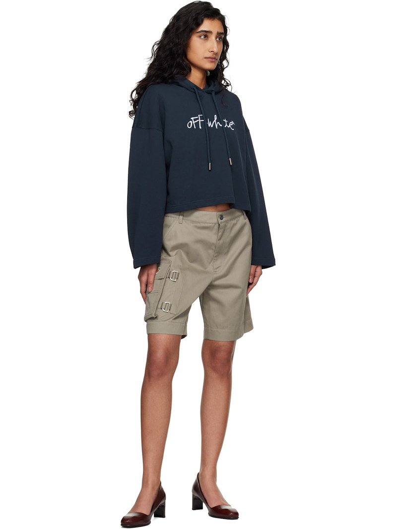 Off-White Beige Co Gab Pocket Shorts outlook