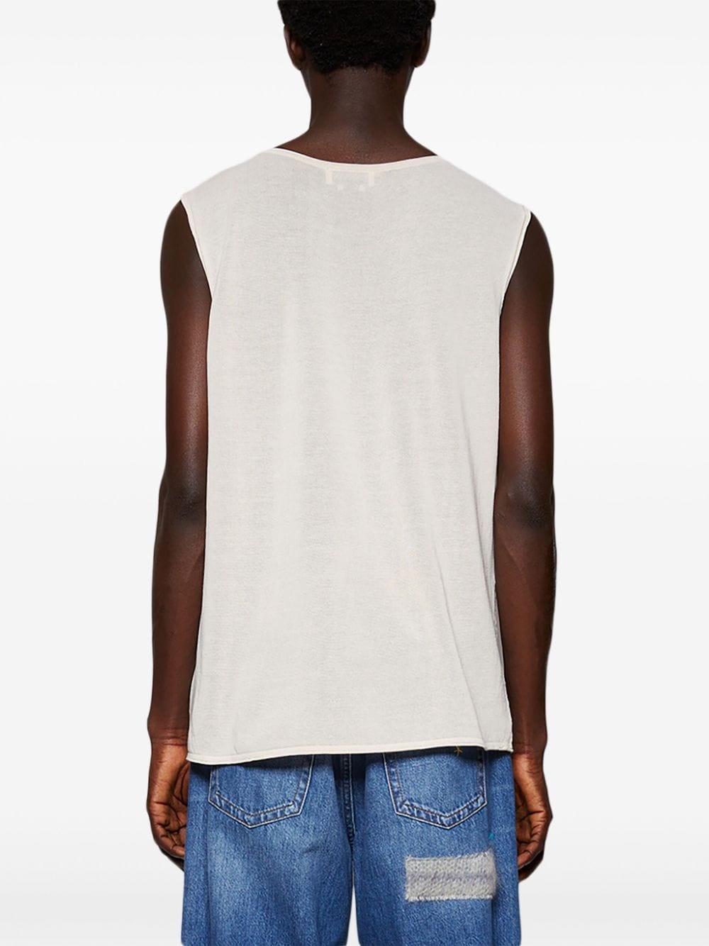 round-neck open-knit tank top - 5