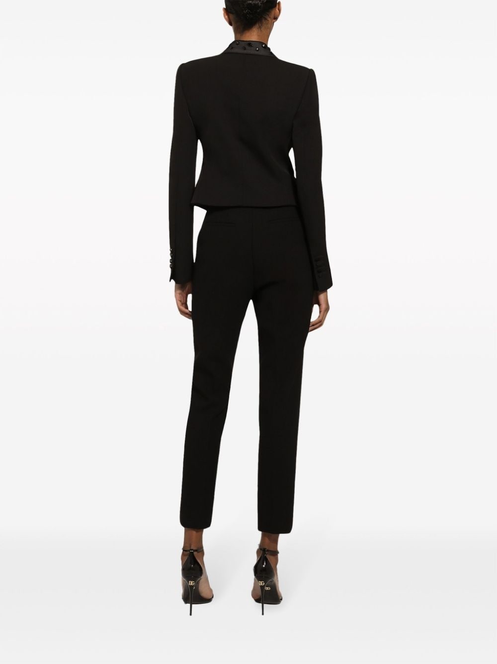 crystal-embellished cropped blazer - 4