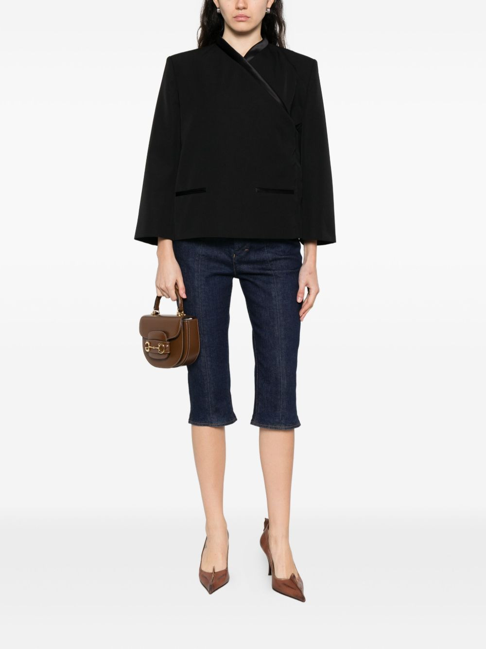 satin-trimmed wrap jacket - 2