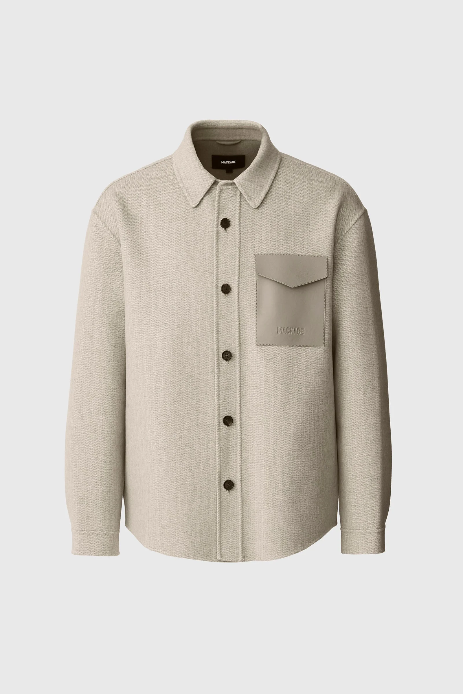 EMMANUEL-HB Double-Face wool Overshirt in Herringbone - 1
