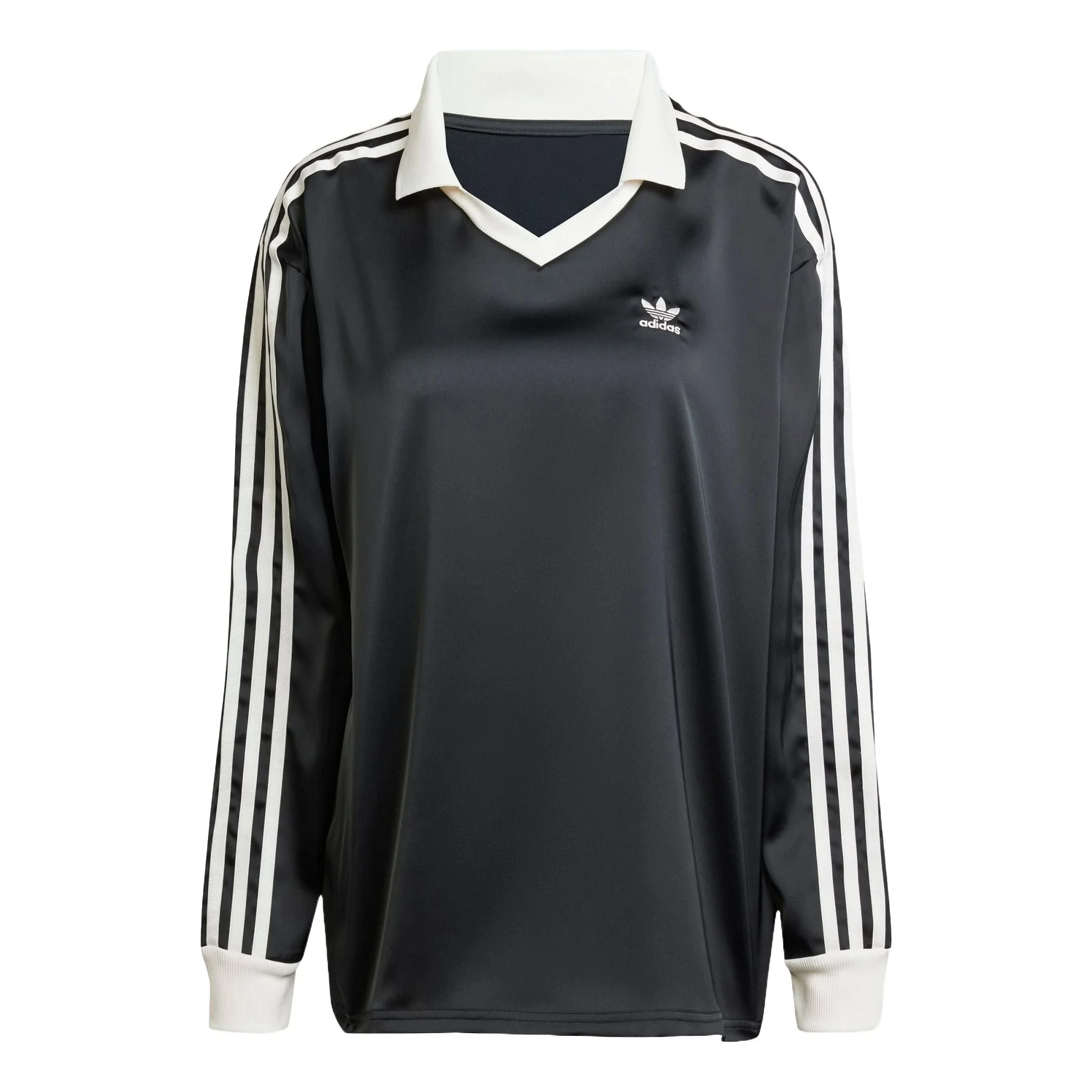(WMNS) adidas 3-Stripes Satin Long Sleeve T-shirt Asia Sizing 'Black' IR6099 - 1