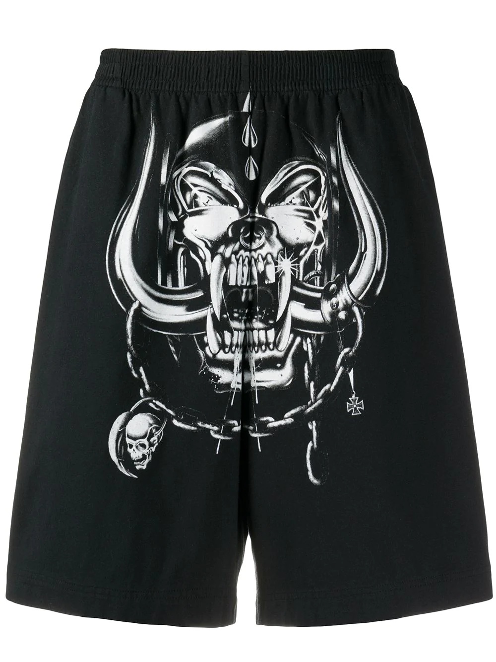 knee length skull print shorts - 1