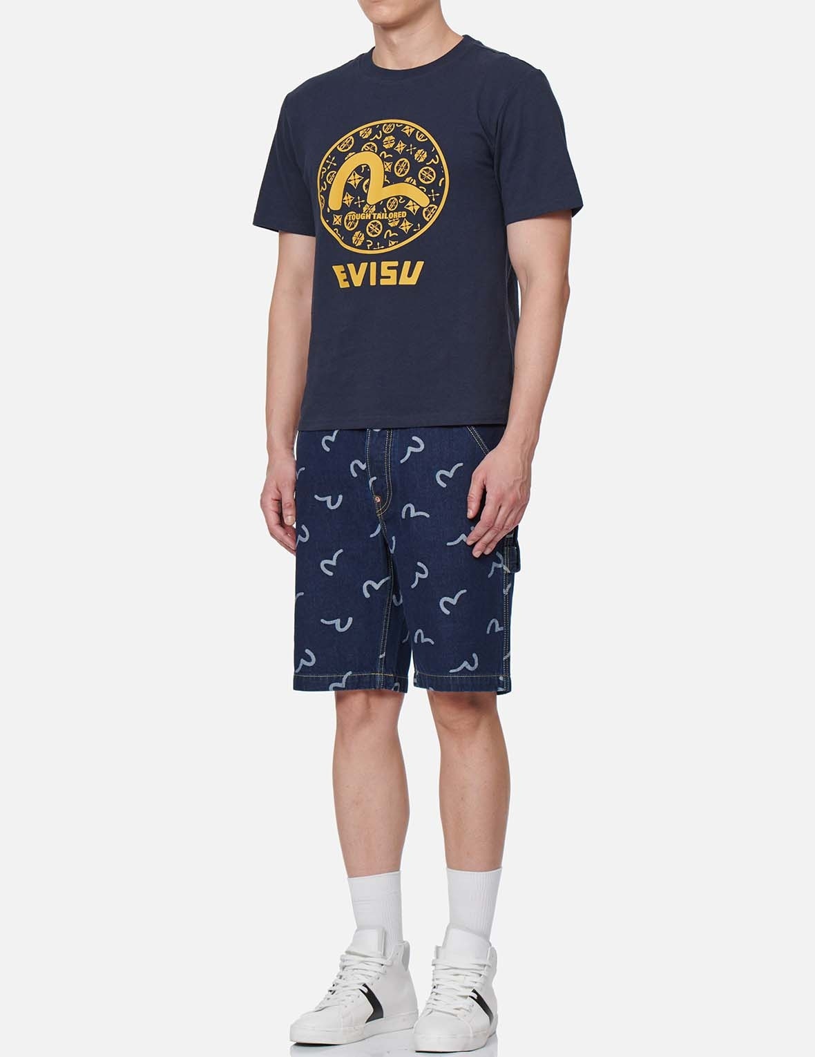 ALLOVER SEAGULL JACQUARD DENIM SHORTS - 5