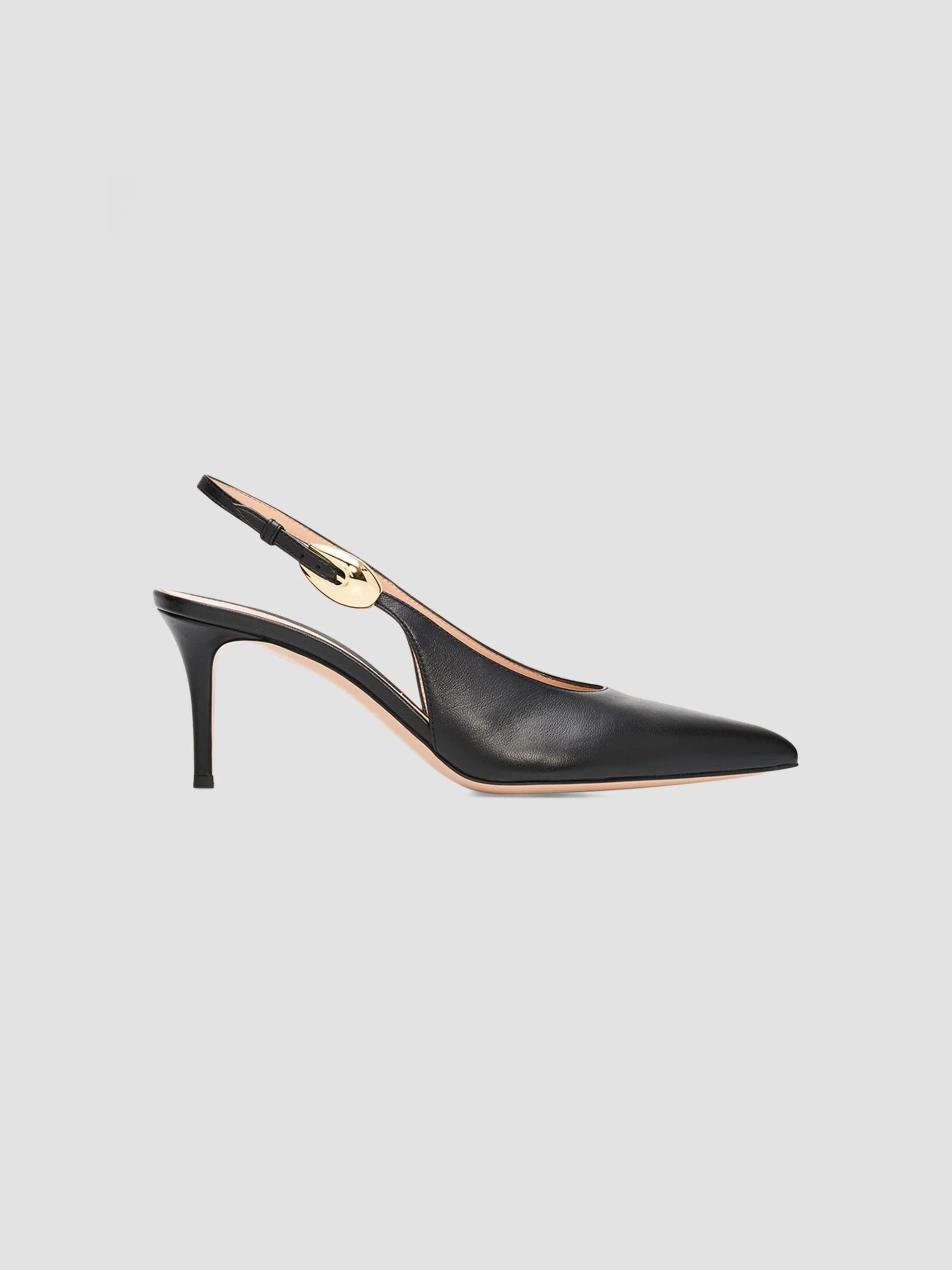 Women's 70MM Leather Slingback Pumps - Nero Black - 1