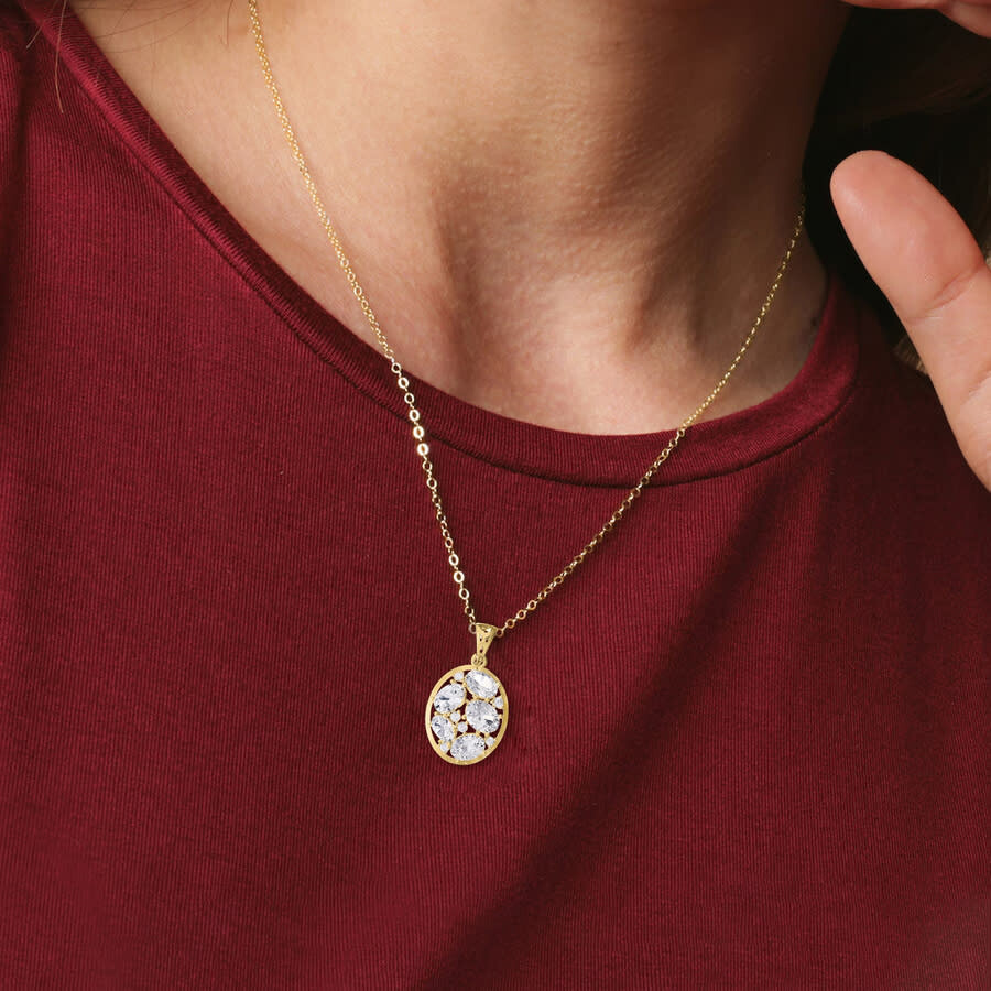 Diamond2Deal - Diamond2Deal 14k Yellow Gold 3.8 Ct Oval Cut Lab Grown Diamond Pendant Necklace 18" Chain VVS-VS, E- - 3